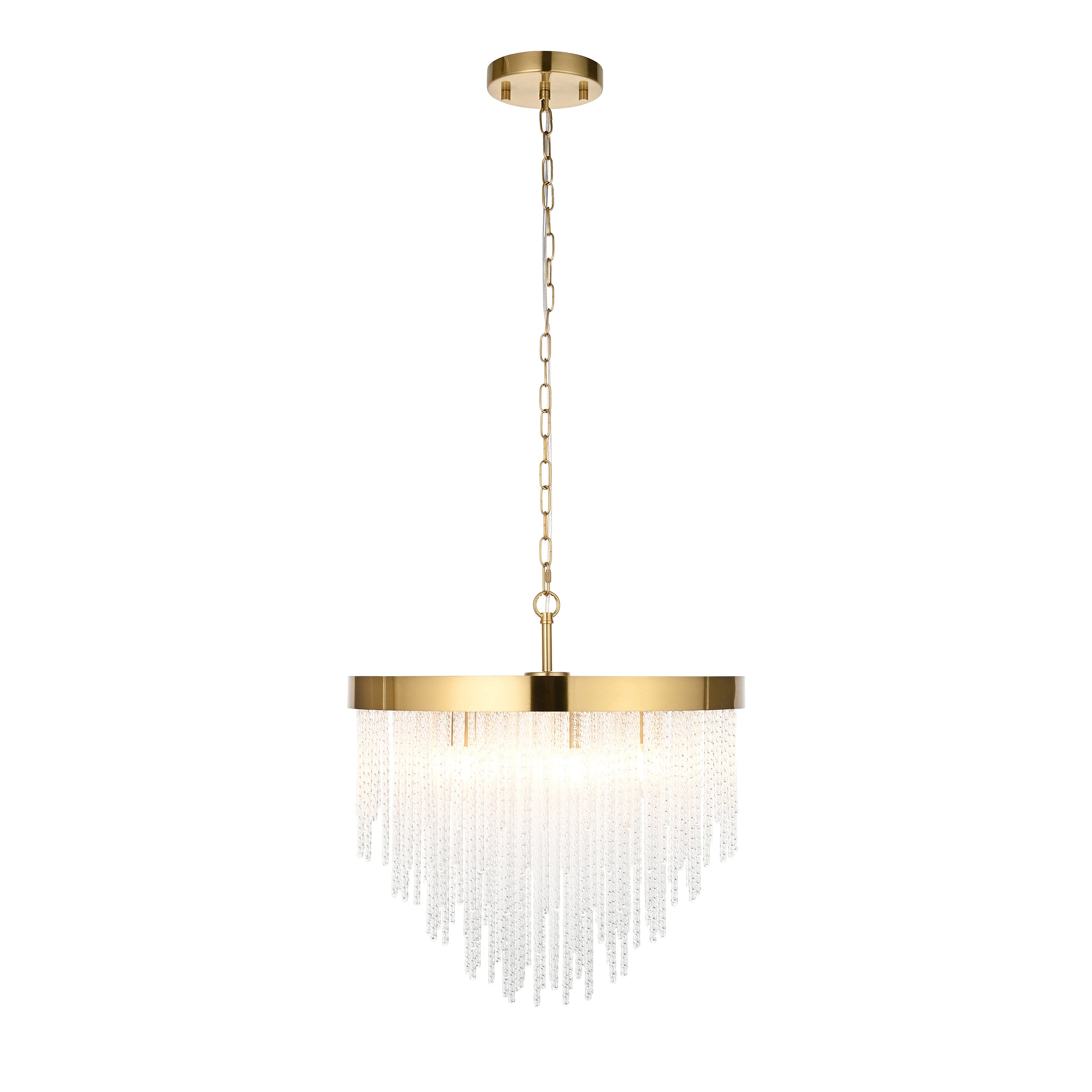 Endon Anistoria 5 Light Pendant - Brushed Aged Brass Plate & Clear Glass