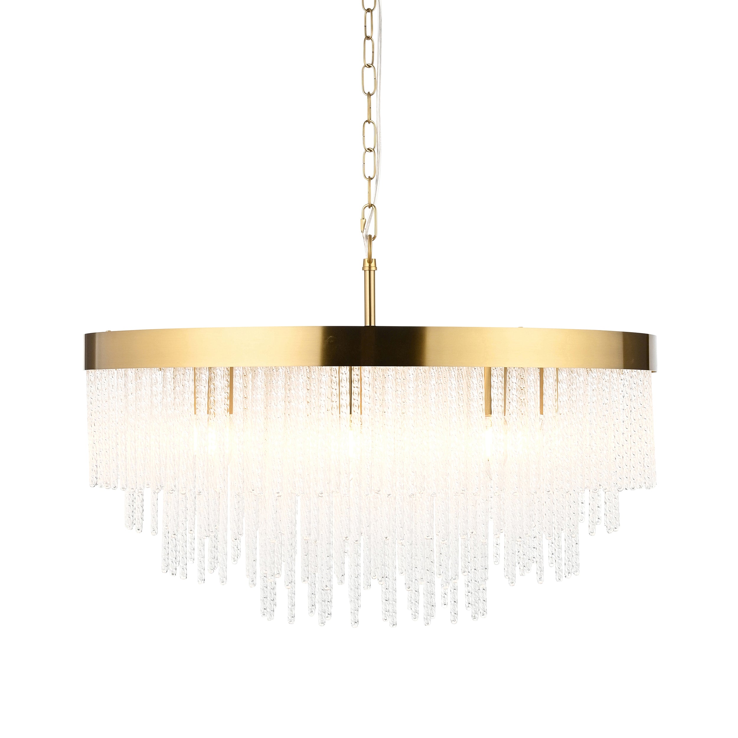 Endon Anistoria Grand 9 Light Pendant - Brushed Aged Brass Plate & Clear Glass