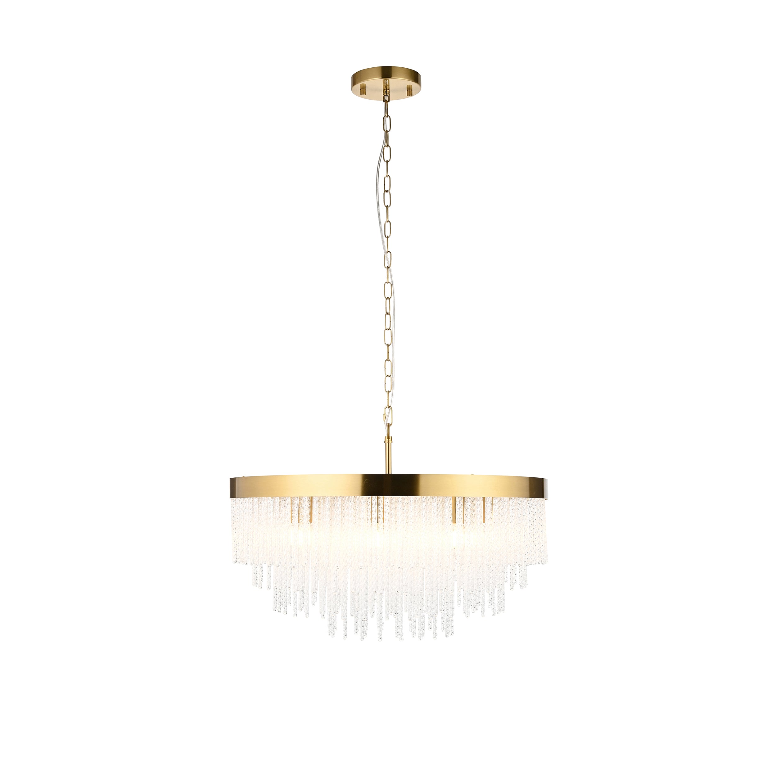 Endon Anistoria Grand 9 Light Pendant - Brushed Aged Brass Plate & Clear Glass