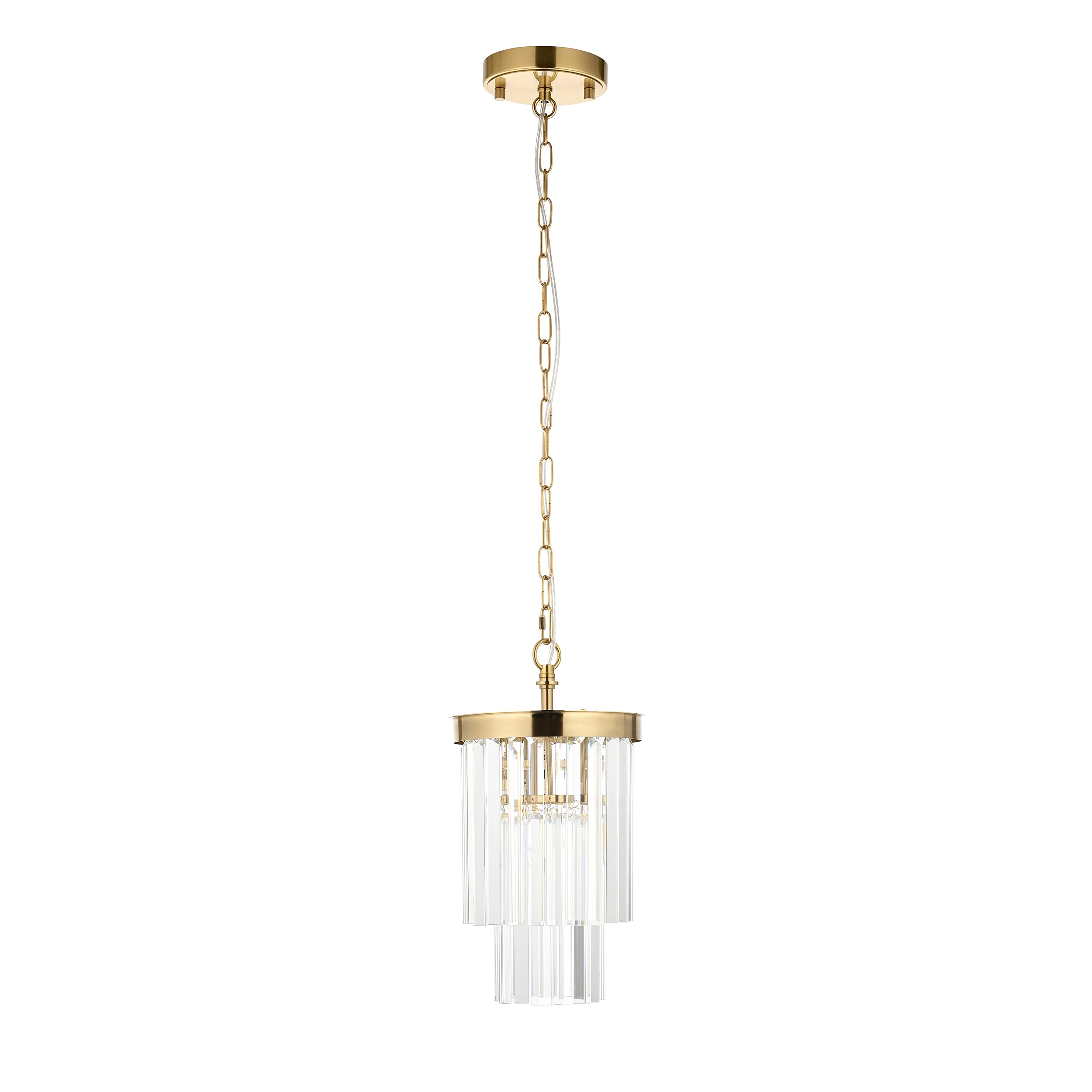 Endon Conaston Pendant - Brushed Aged Brass Plate & Clear Cut Glass