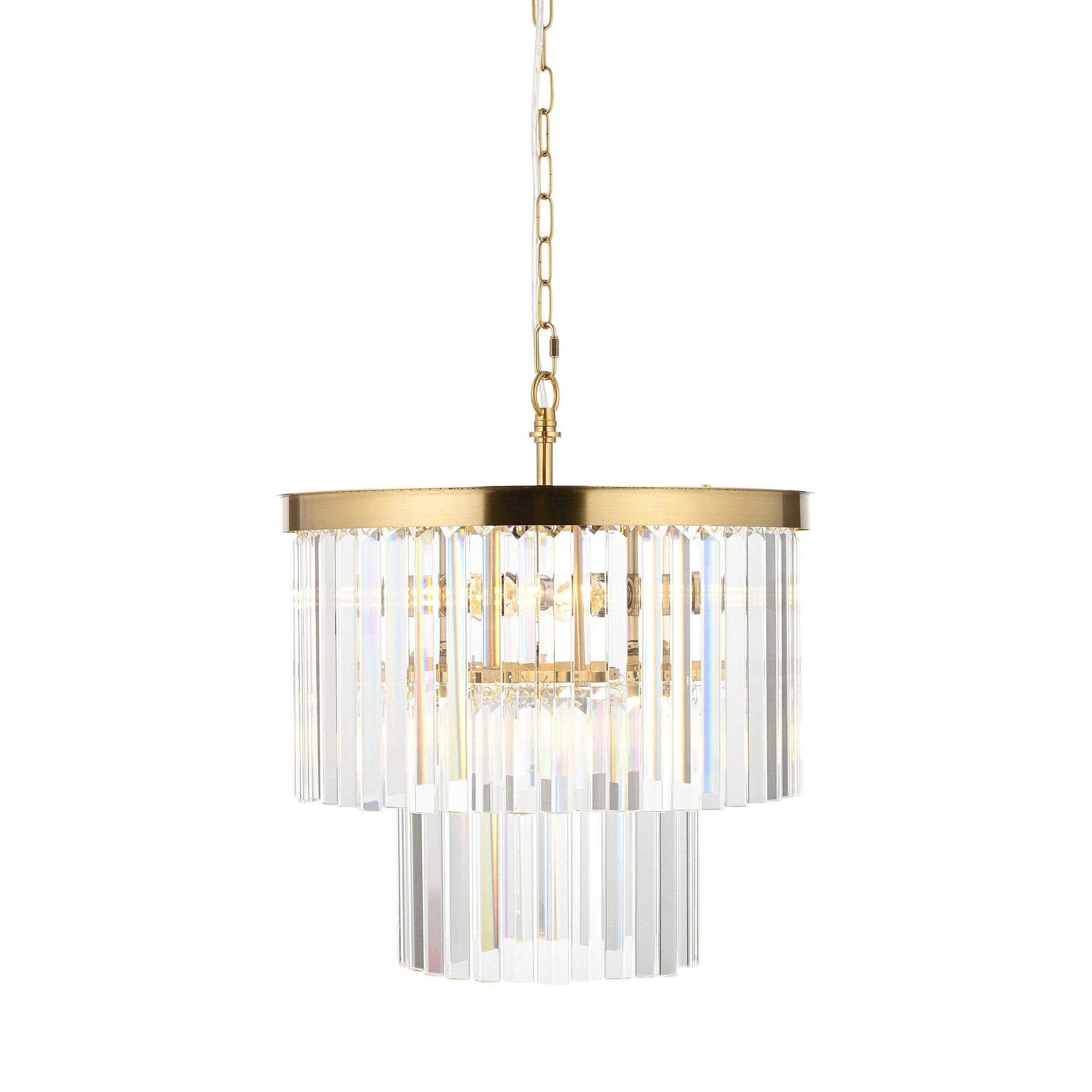 Endon Conaston 4 Light Pendant - Brushed Aged Brass Plate & Clear Cut Glass