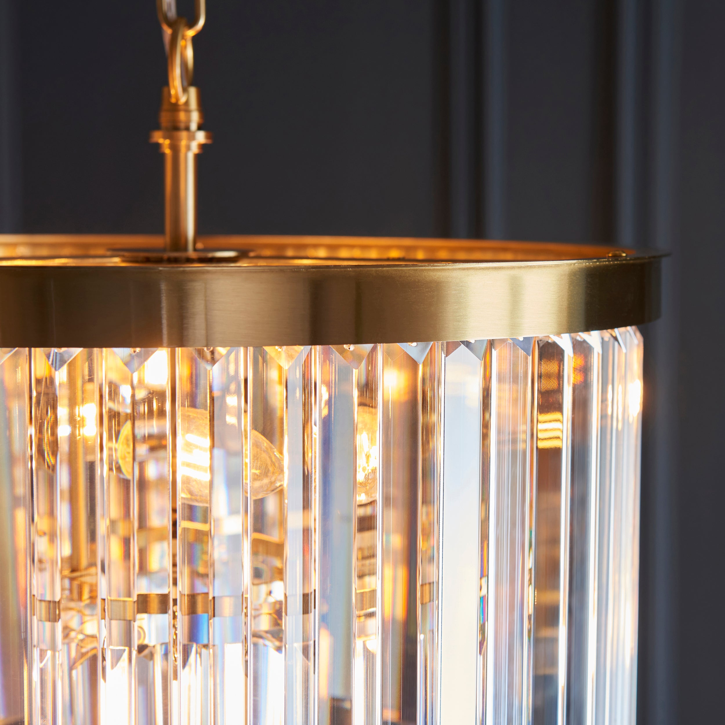 Endon Conaston 4 Light Pendant - Brushed Aged Brass Plate & Clear Cut Glass