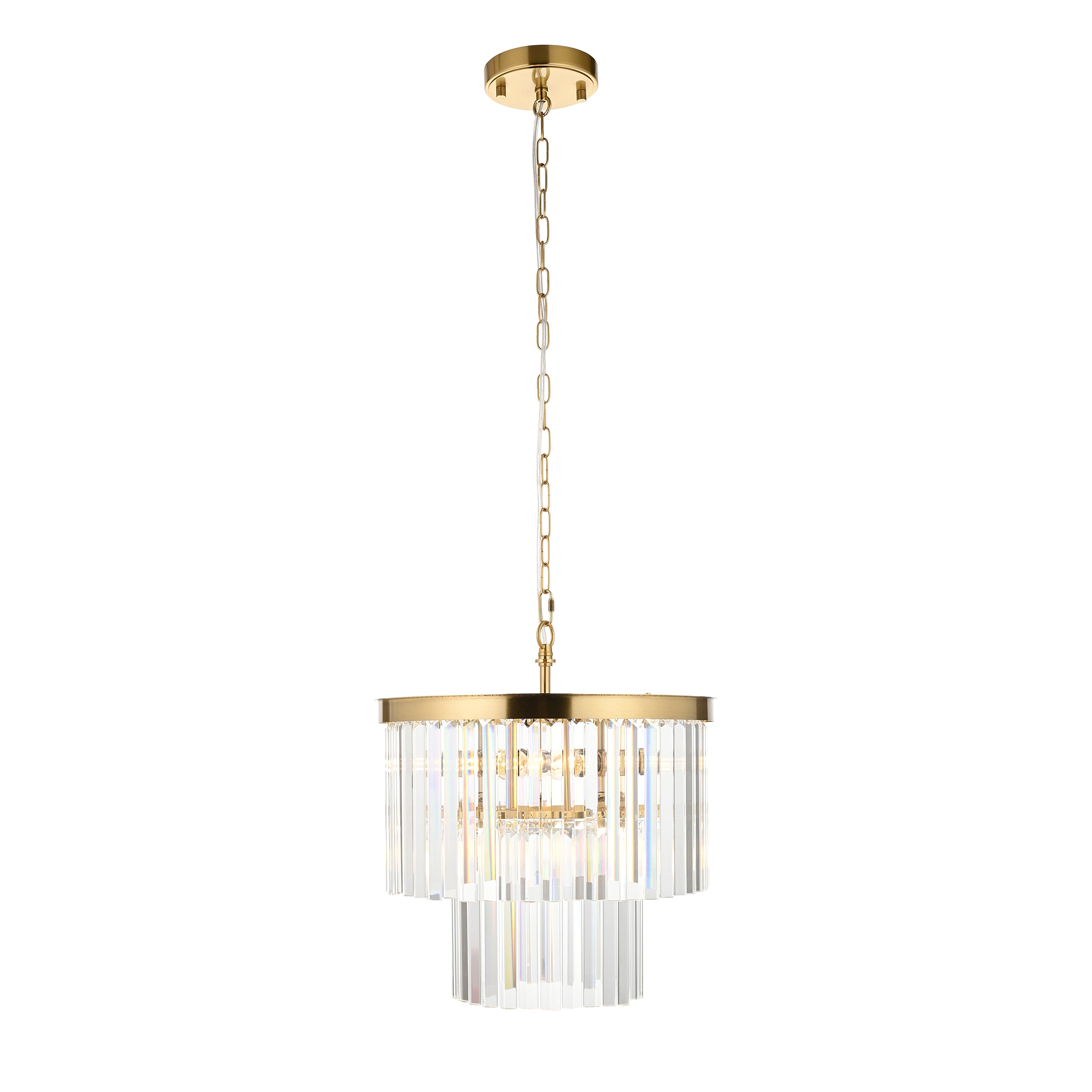 Endon Conaston 4 Light Pendant - Brushed Aged Brass Plate & Clear Cut Glass
