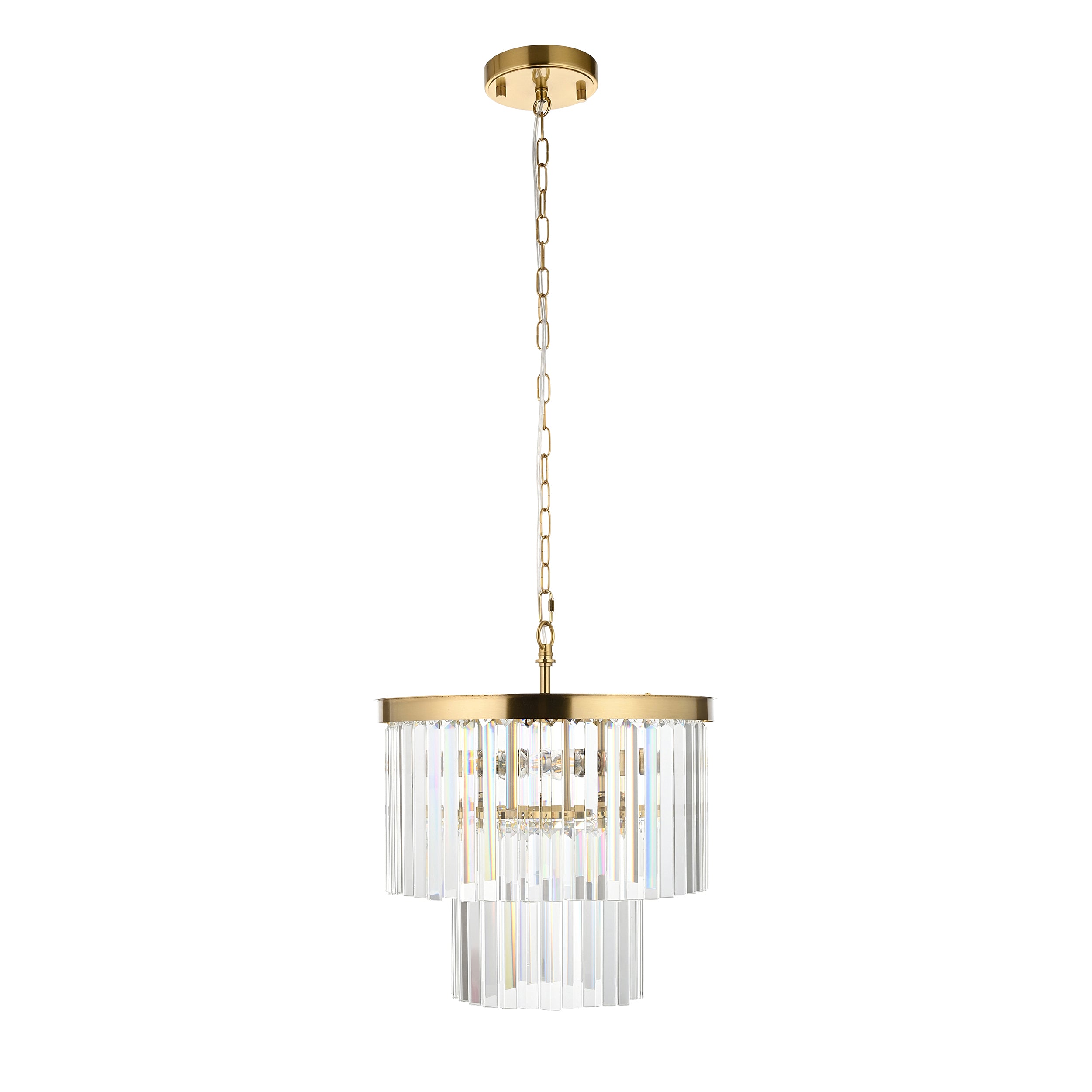 Endon Conaston 4 Light Pendant - Brushed Aged Brass Plate & Clear Cut Glass