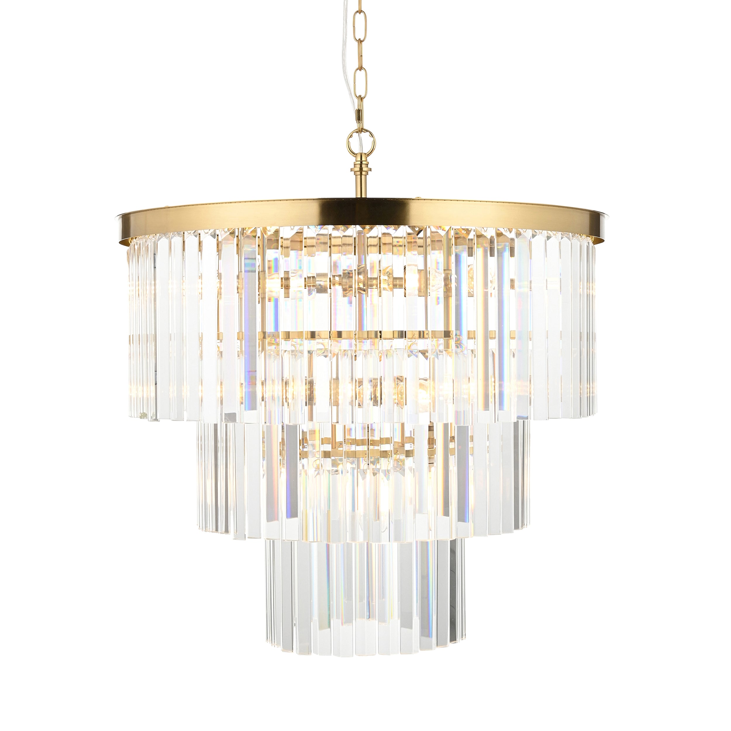 Endon Conaston 7 Light Pendant - Brushed Aged Brass Plate & Clear Cut Glass