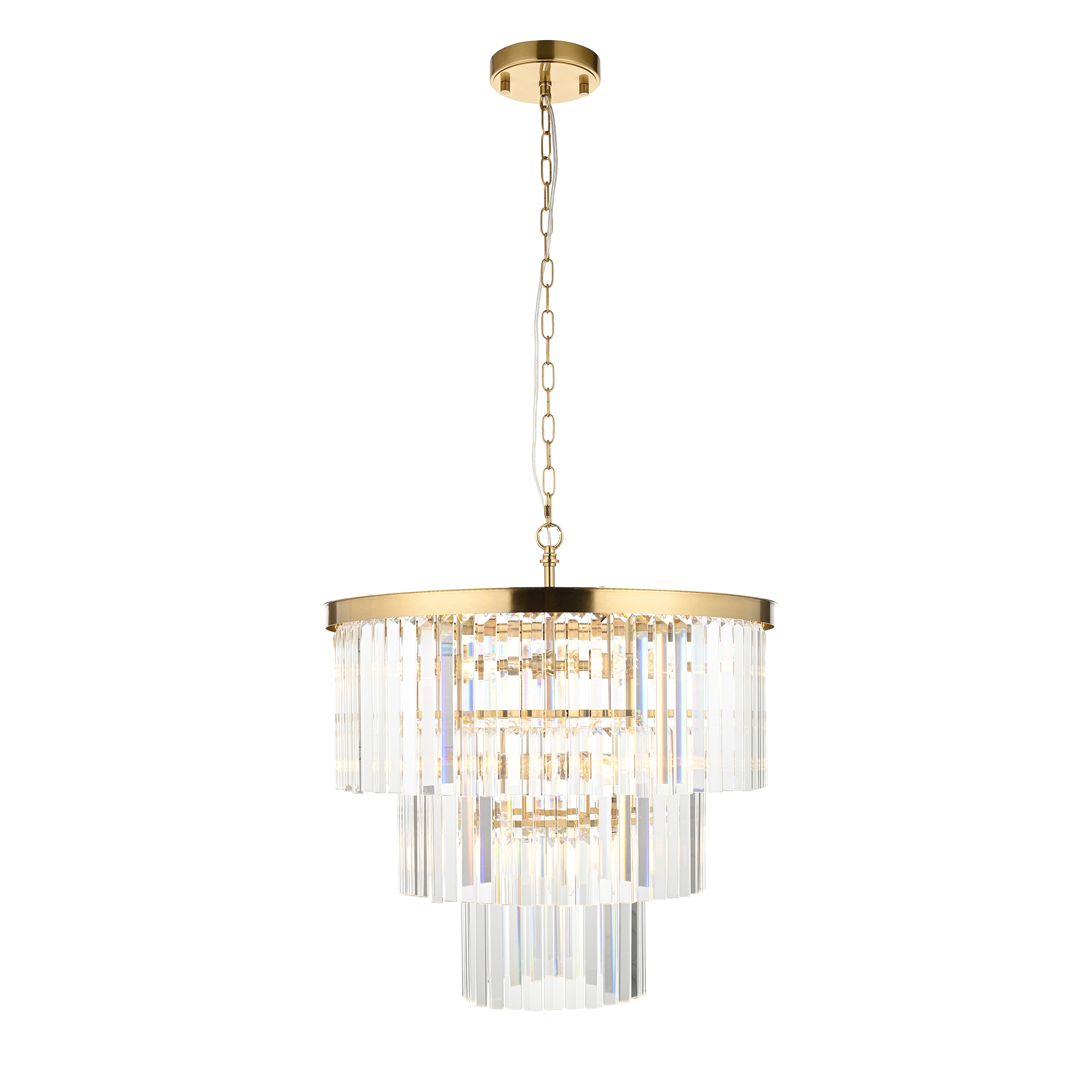 Endon Conaston 7 Light Pendant - Brushed Aged Brass Plate & Clear Cut Glass