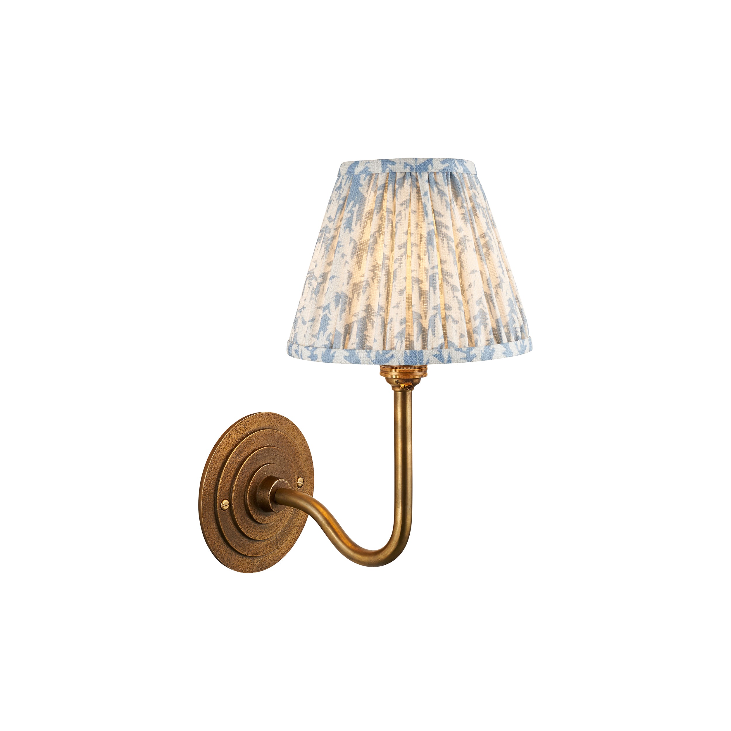 Endon Halo Swan & Leaf 16Cm Wall Light - Antique Brass & Shell Bay Blue Fabric