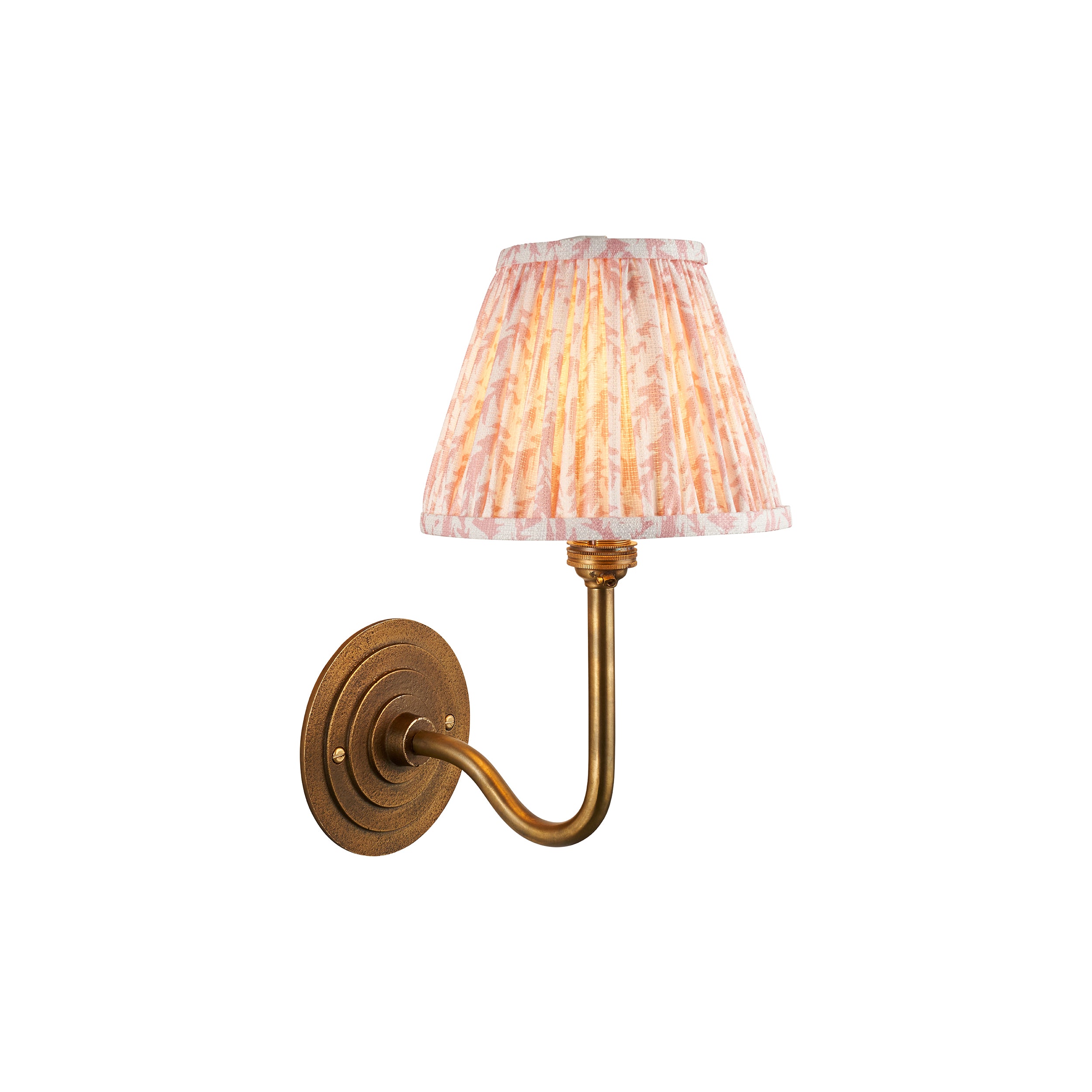 Endon Halo Swan & Leaf 16Cm Wall Light - Antique Brass & Peachy Keen Fabric