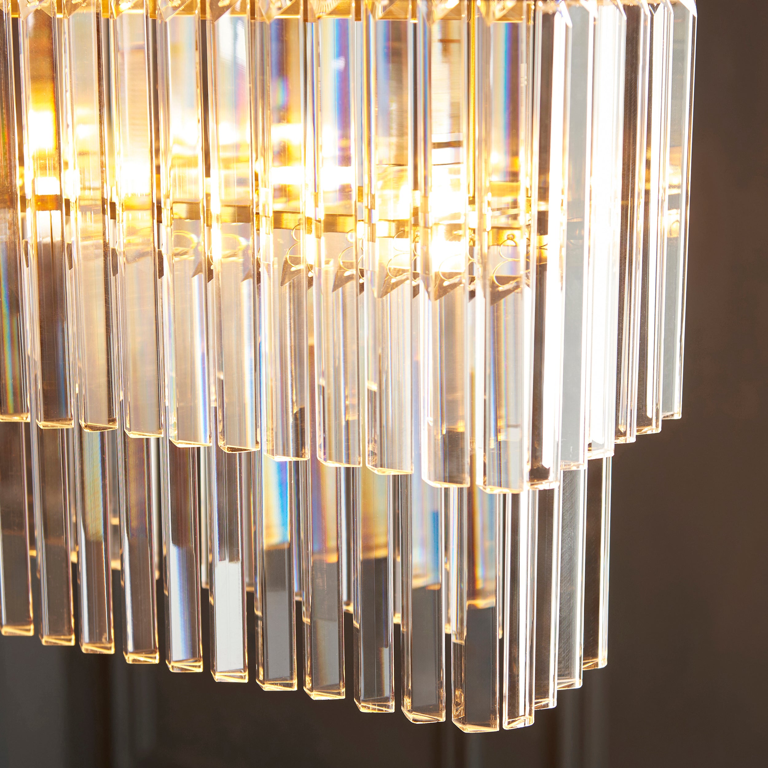 Endon Conaston 4 Light Linear Pendant - Brushed Aged Brass Plate & Clear Cut Glass