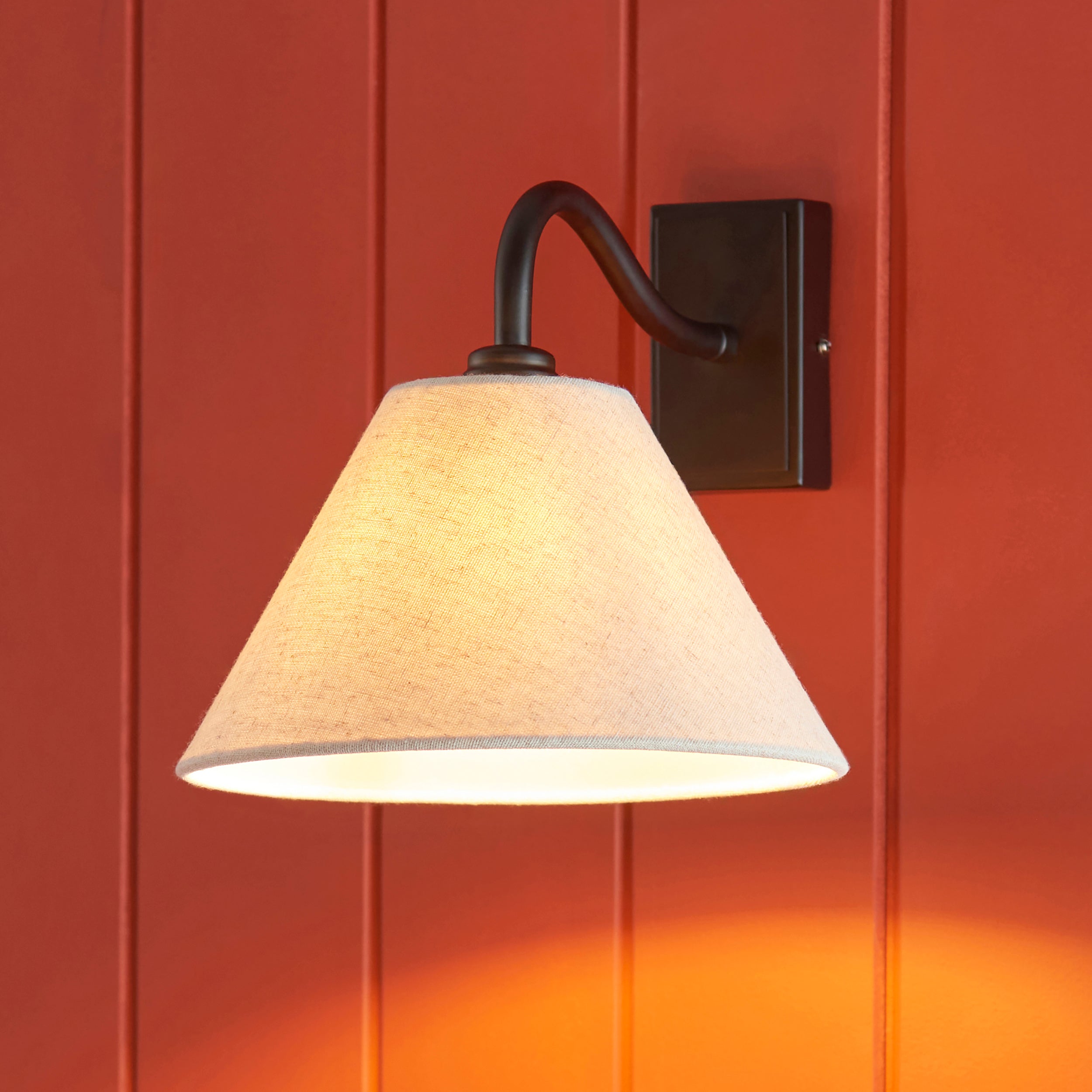 Endon Knole Wall Light - Matt Black & Natural Faux Linen