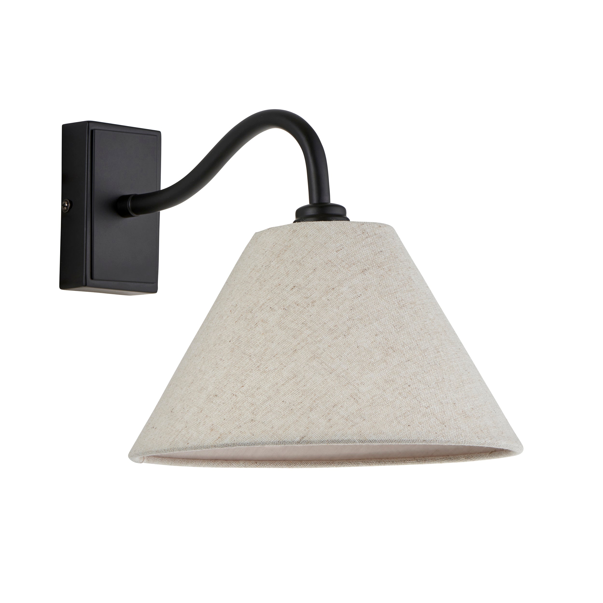 Endon Knole Wall Light - Matt Black & Natural Faux Linen