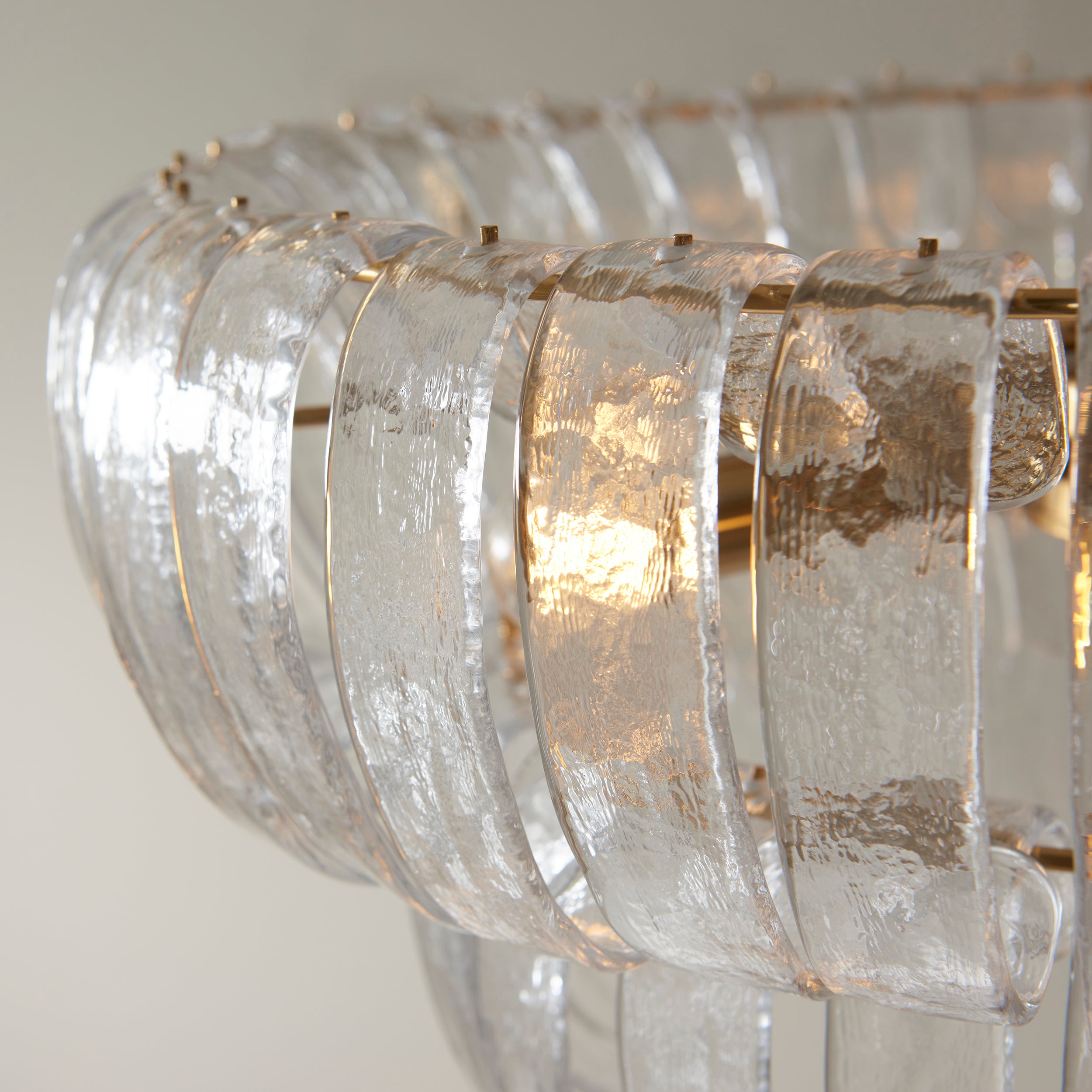 Endon Montrose 6 Light Pendant - Brushed Aged Brass Plate & Handmade Clear Textured Glass