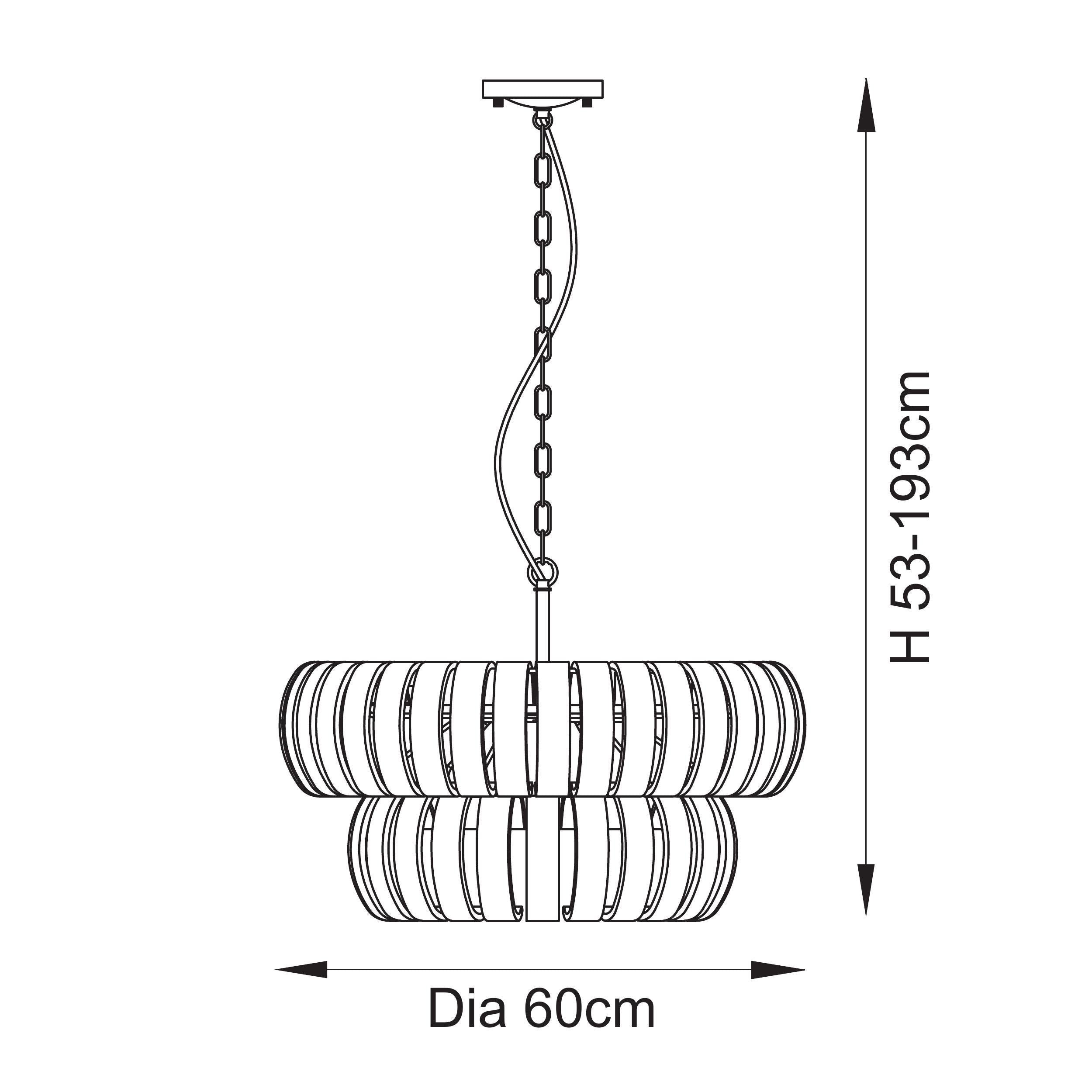 Endon Montrose 6 Light Pendant - Brushed Aged Brass Plate & Handmade Clear Textured Glass