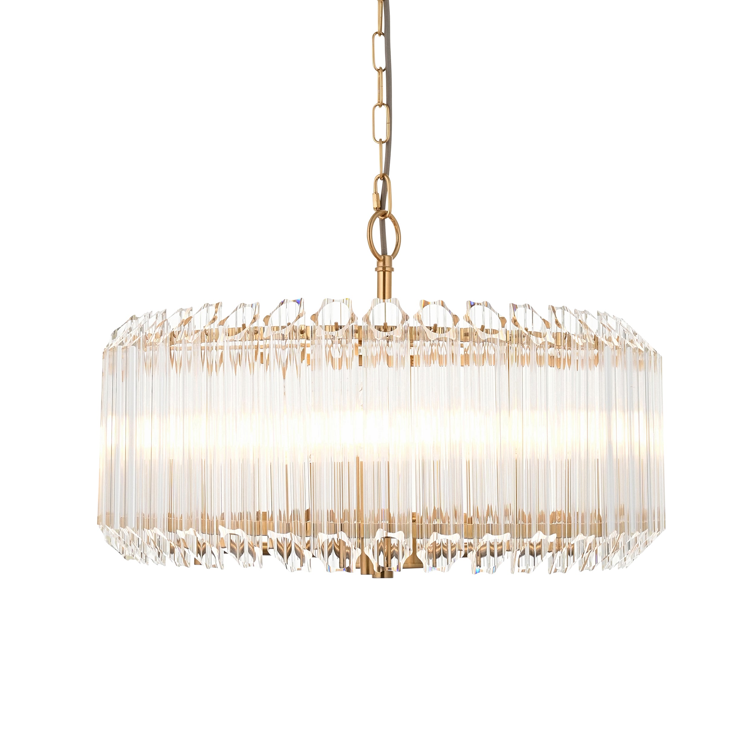 Endon Valentina 5 Light Pendant - Brushed Aged Brass Plate & Clear Glass