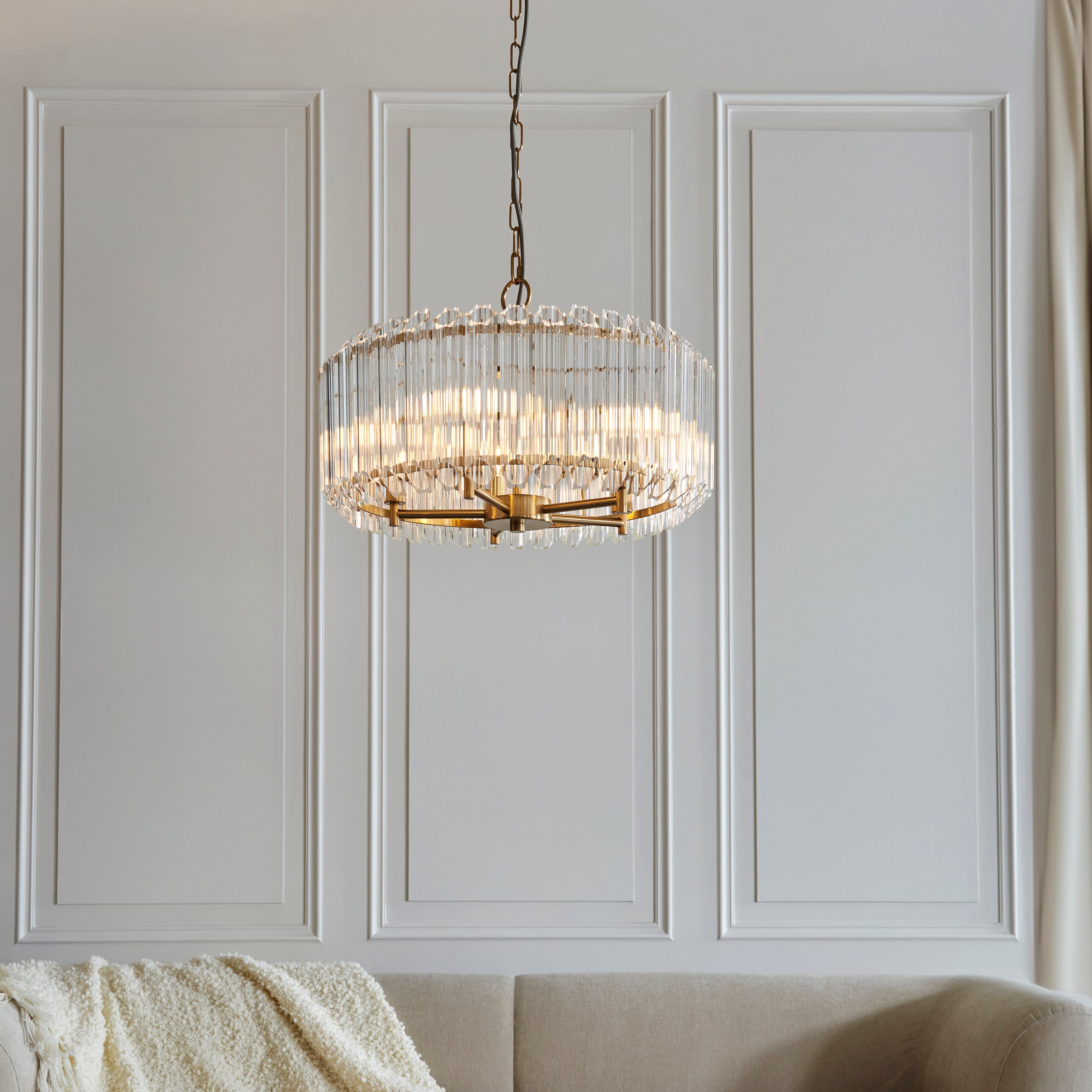 Endon Valentina 5 Light Pendant - Brushed Aged Brass Plate & Clear Glass