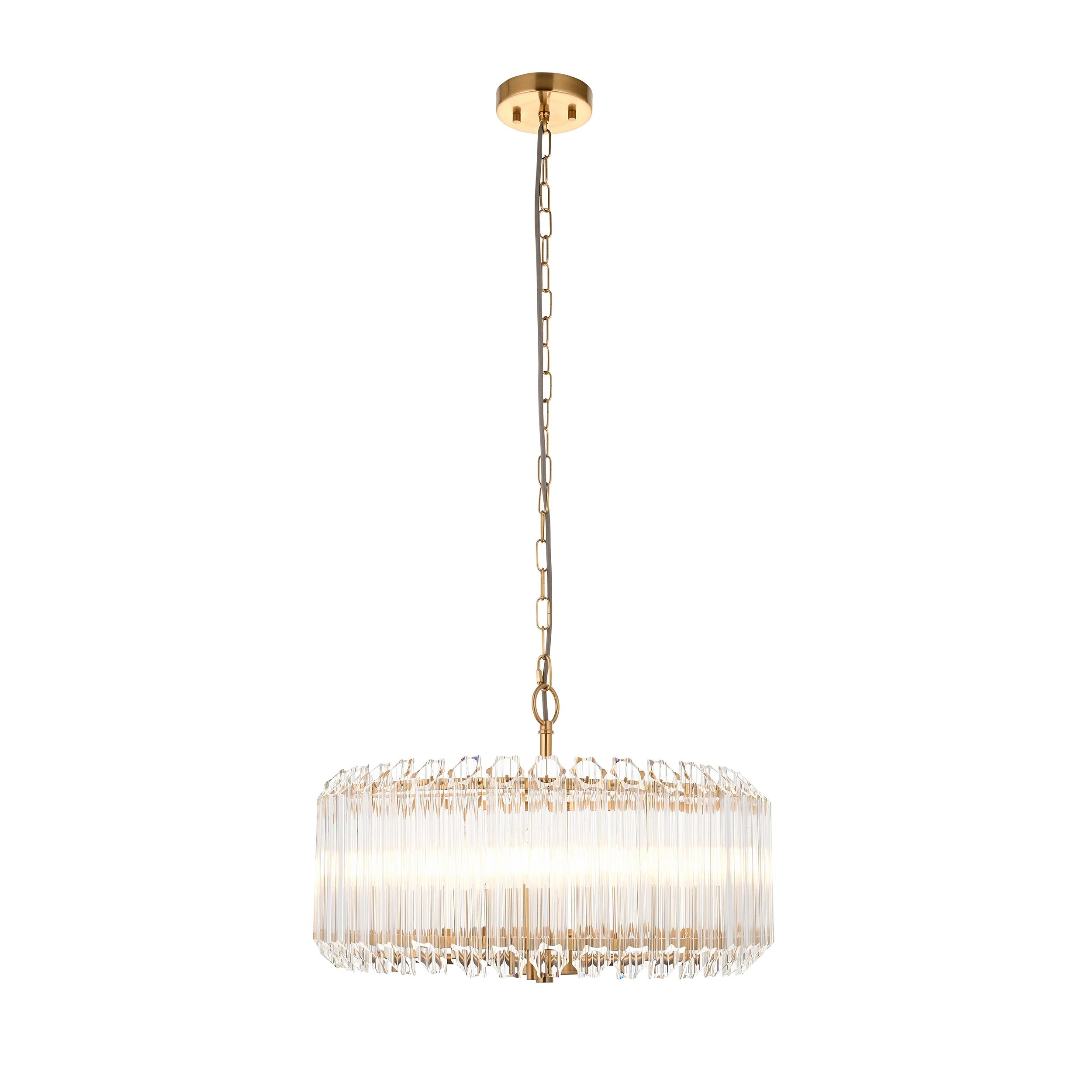 Endon Valentina 5 Light Pendant - Brushed Aged Brass Plate & Clear Glass