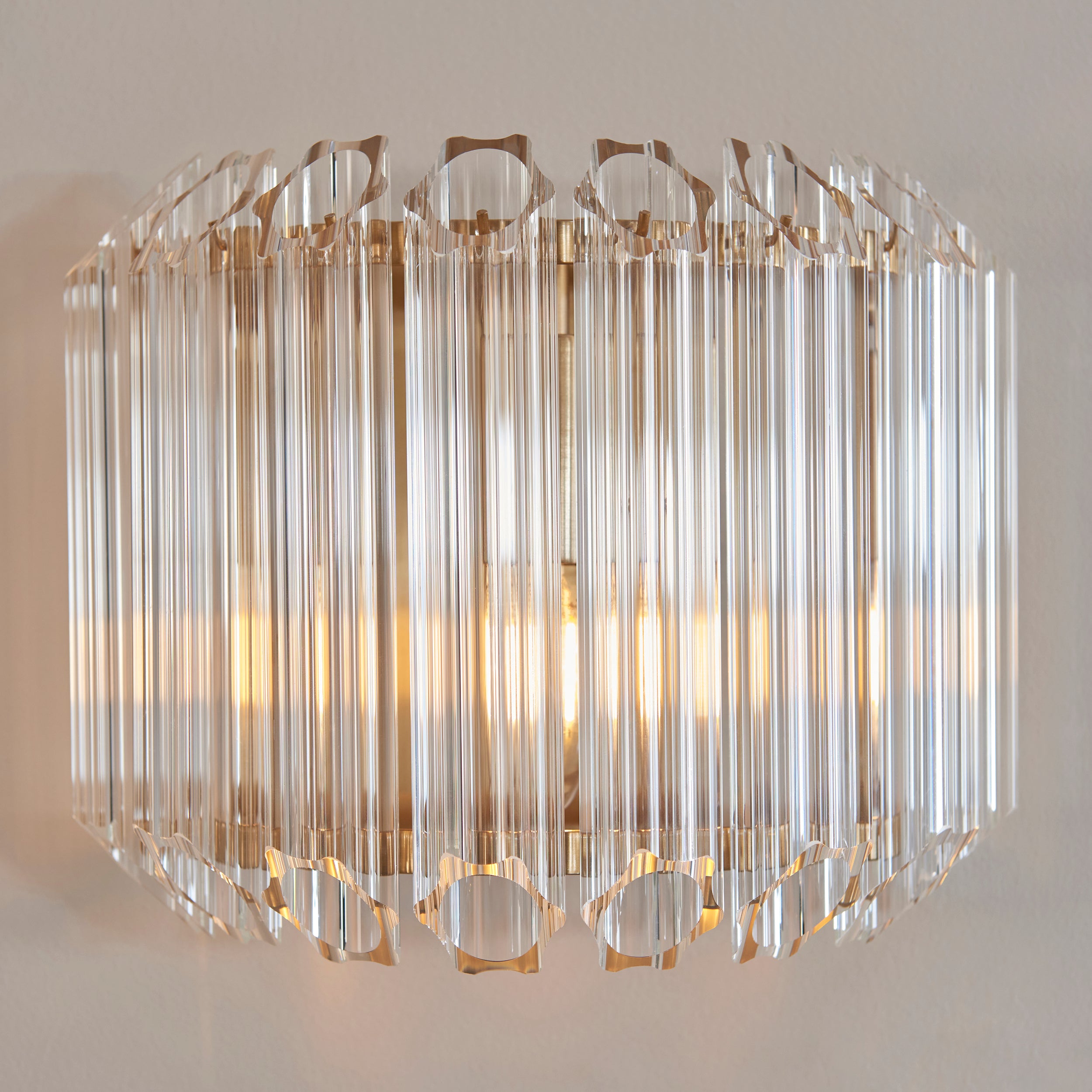 Endon Valentina Wall Light - Brushed Aged Brass Plate & Clear Glass