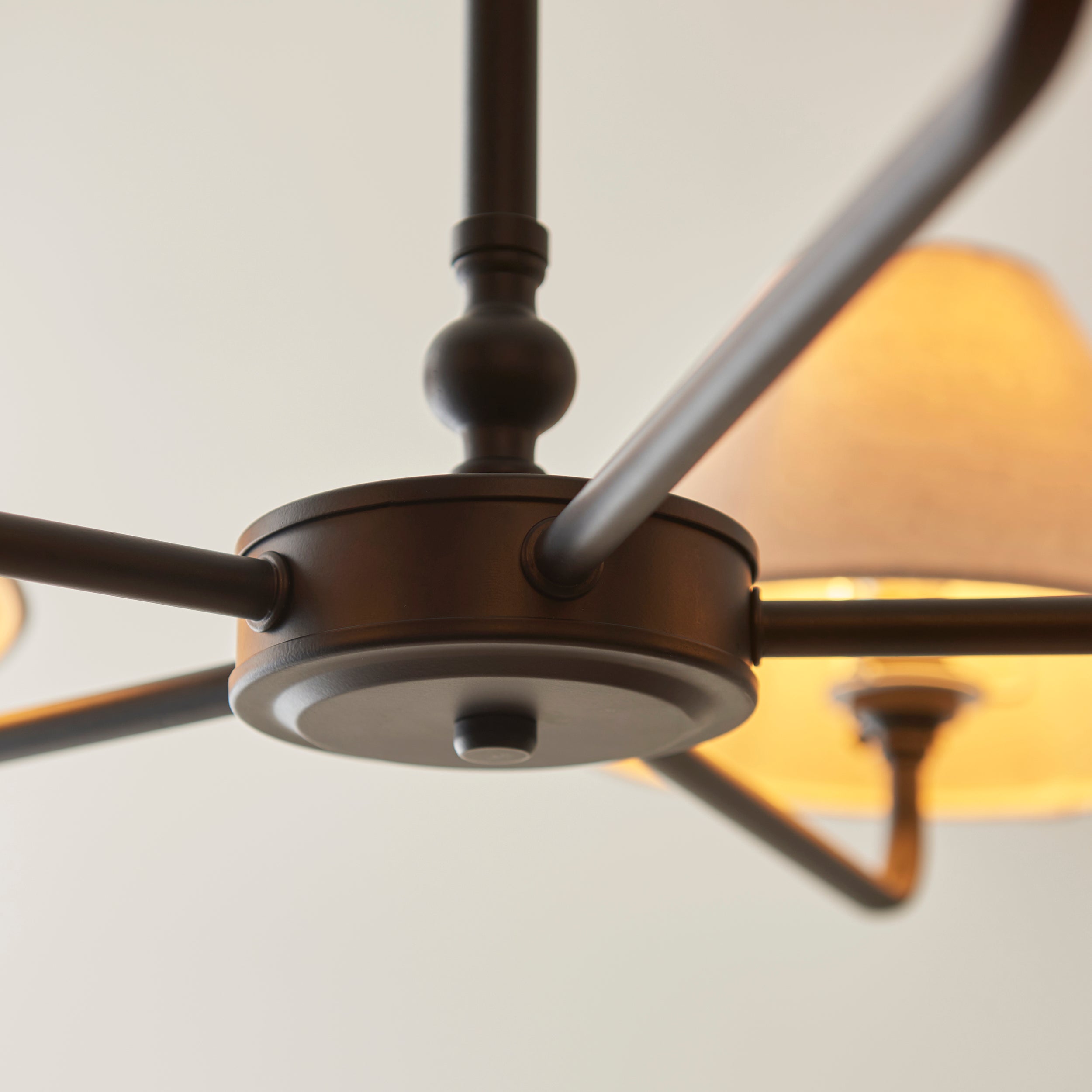 Endon Lille 5 Light Pendant - Matt Black & Natural Faux Linen