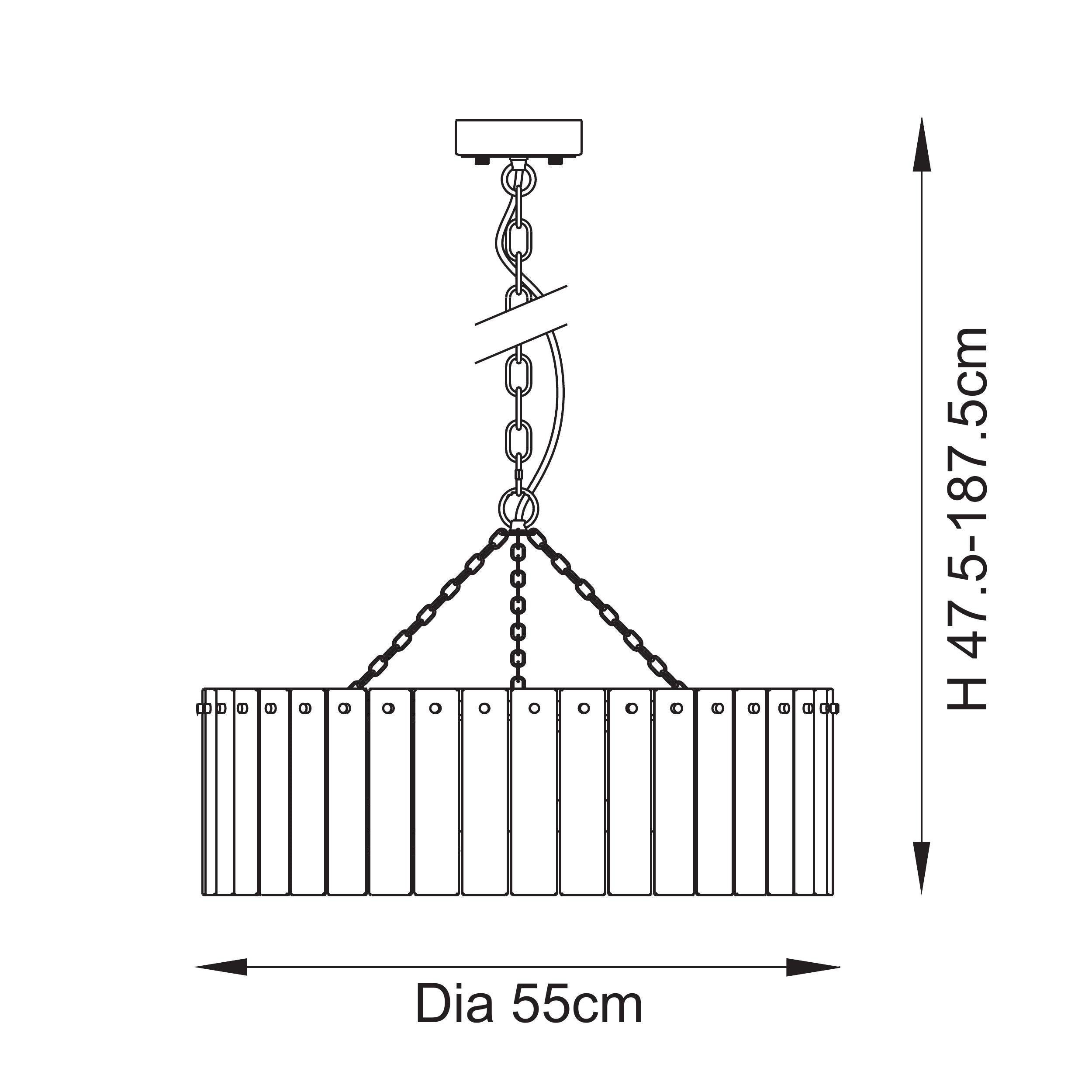 Endon Karine 5 Light Pendant - Brushed Aged Brass Plate & Clear Handmade Textured Glass