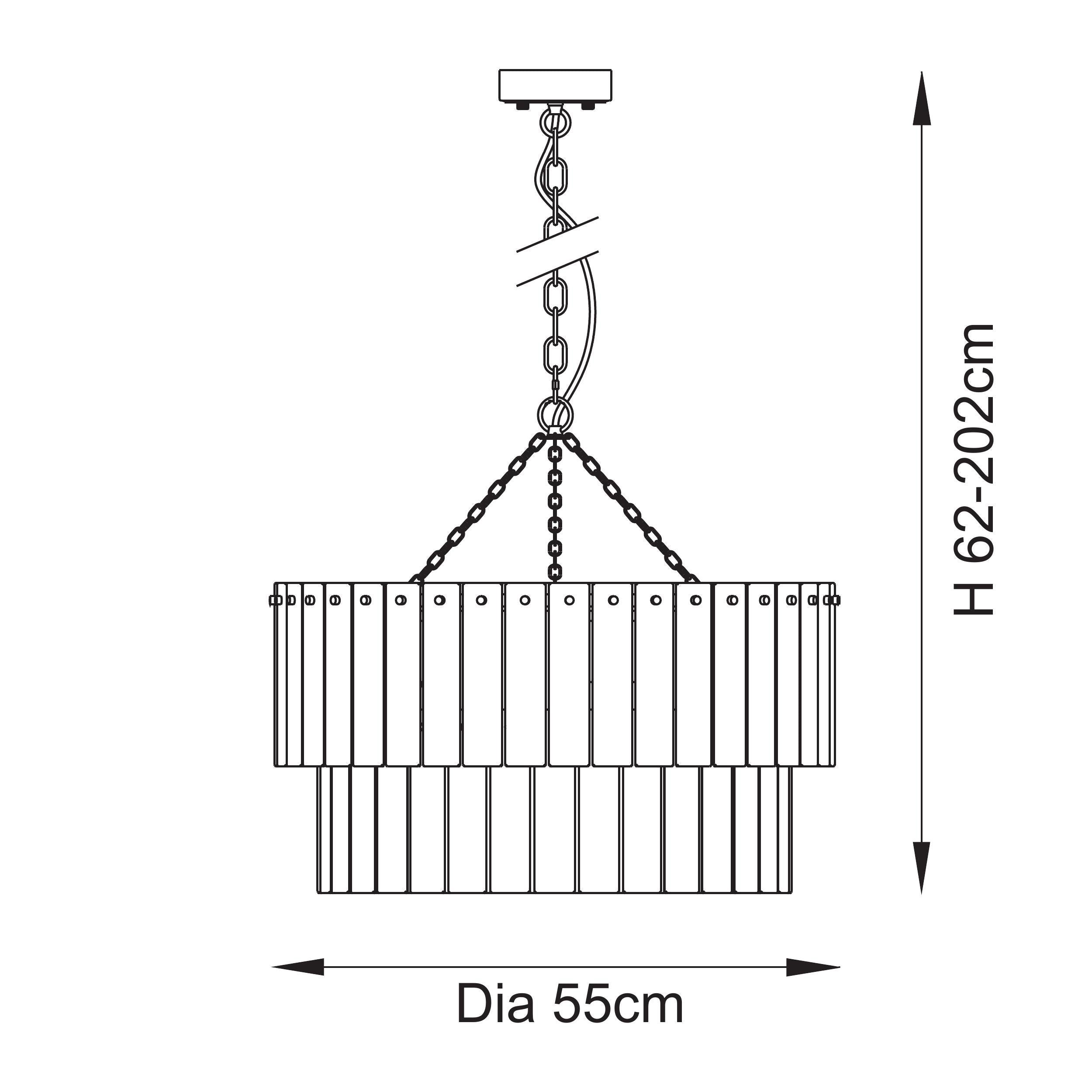 Endon Karine 5 Light Tiered Pendant - Brushed Aged Brass Plate & Clear Handmade Textured Glass