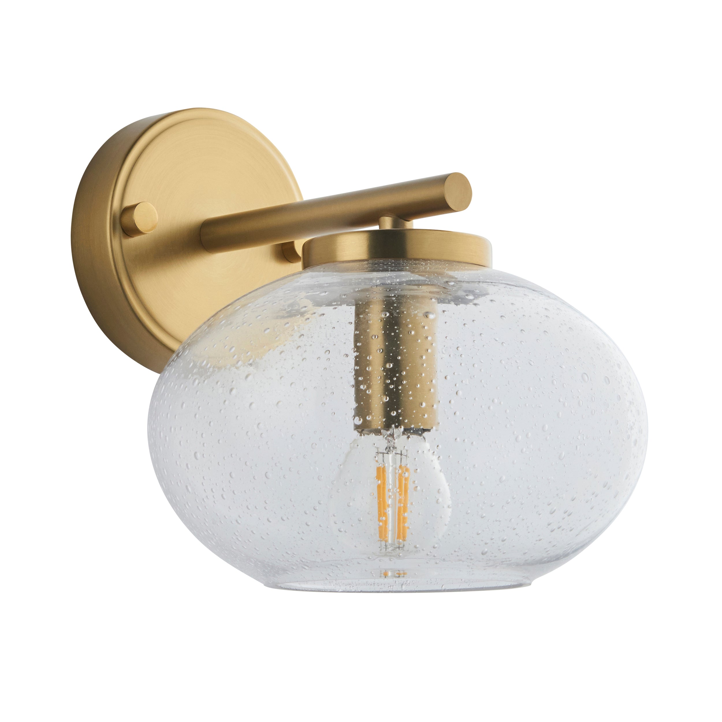 Endon Jacob Wall Light - Warm Brass Plate & Clear Bubble Glass