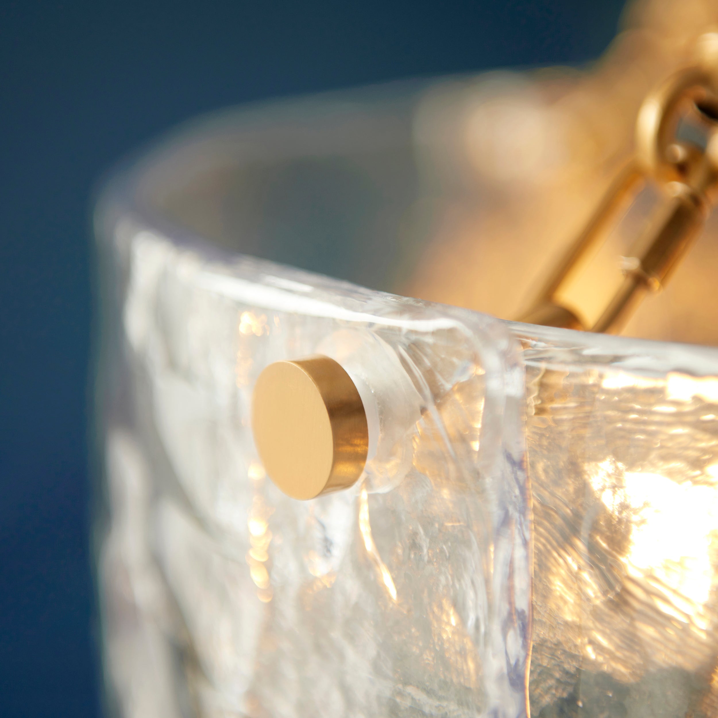 Endon Keller 6 Light Pendant - Brushed Aged Brass Plate & Handmade Textured Clear Glass