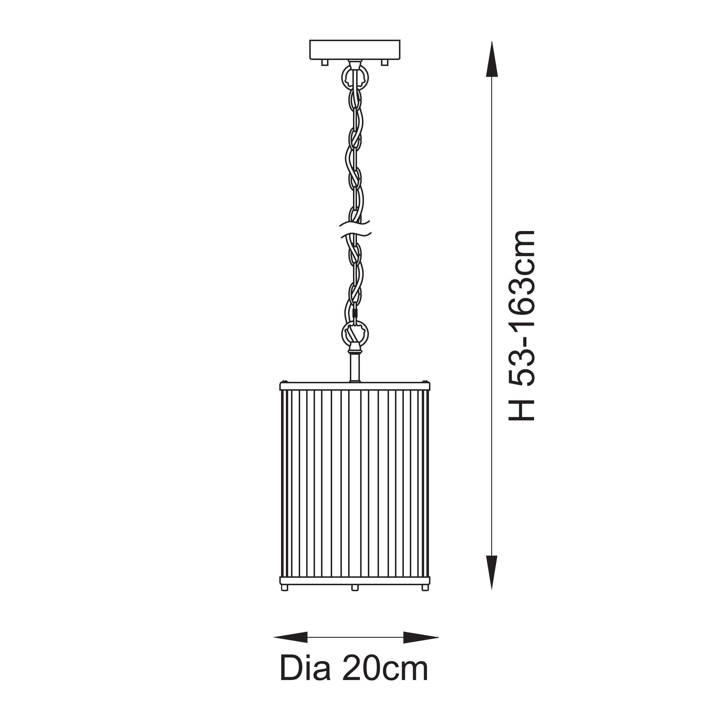 Endon Ridgeton Pendant - Antique Brass Plate & Clear Ribbed Glass