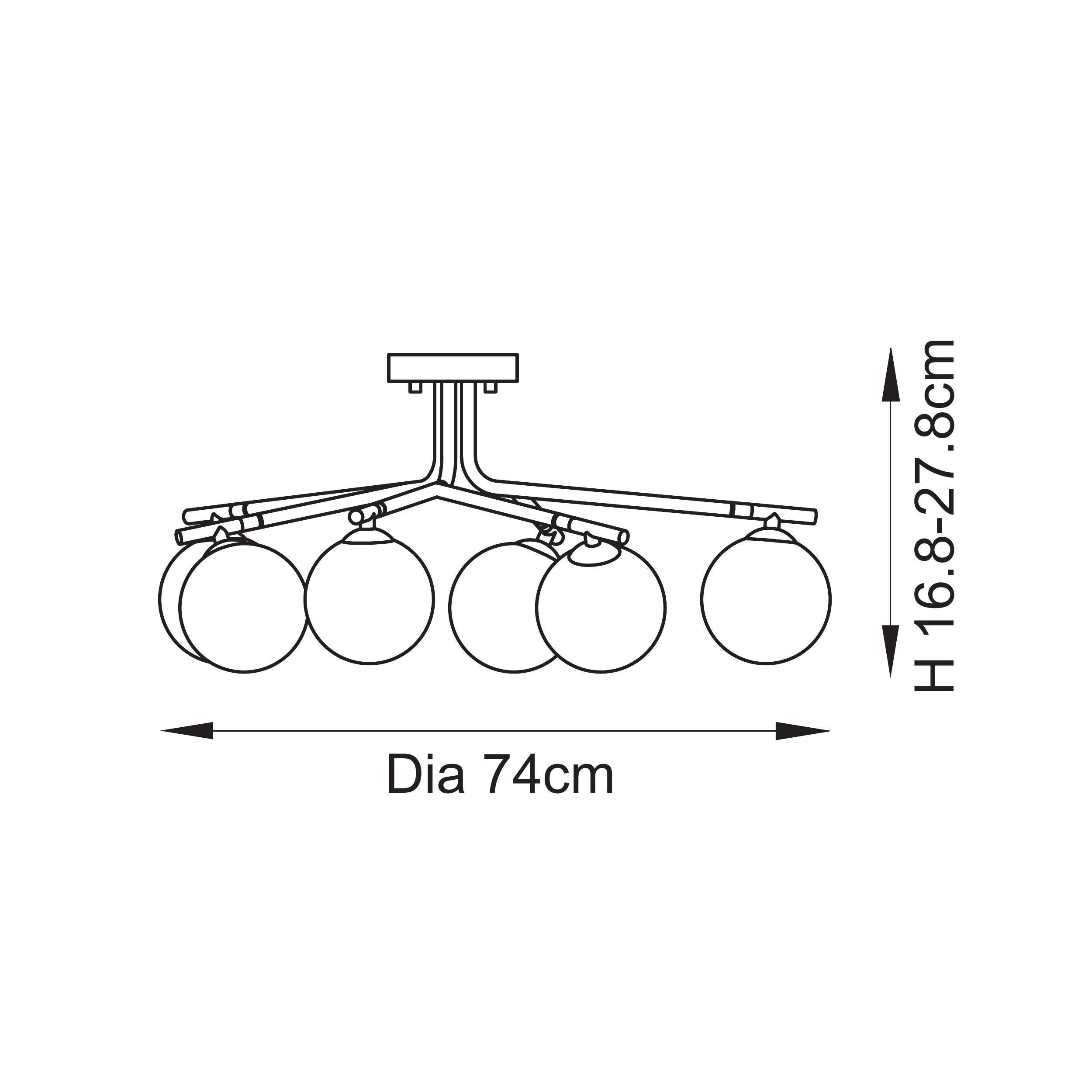 Endon Aaron 6 Light Semi Flush Ceiling Light - Brushed Aged Brass Plate & Matt Opal Glass