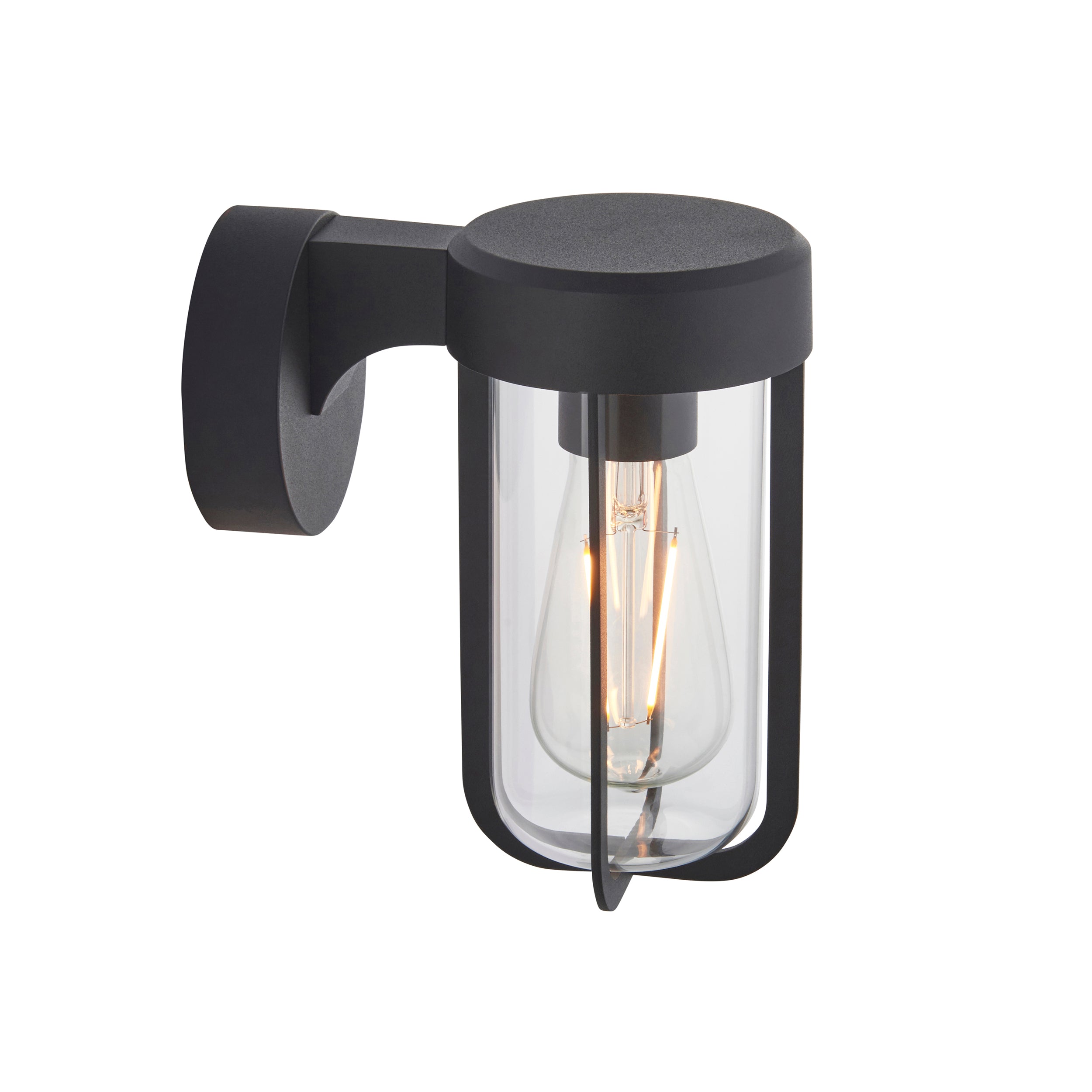 Endon Lucca Wall Light - Textured Black & Clear Glass