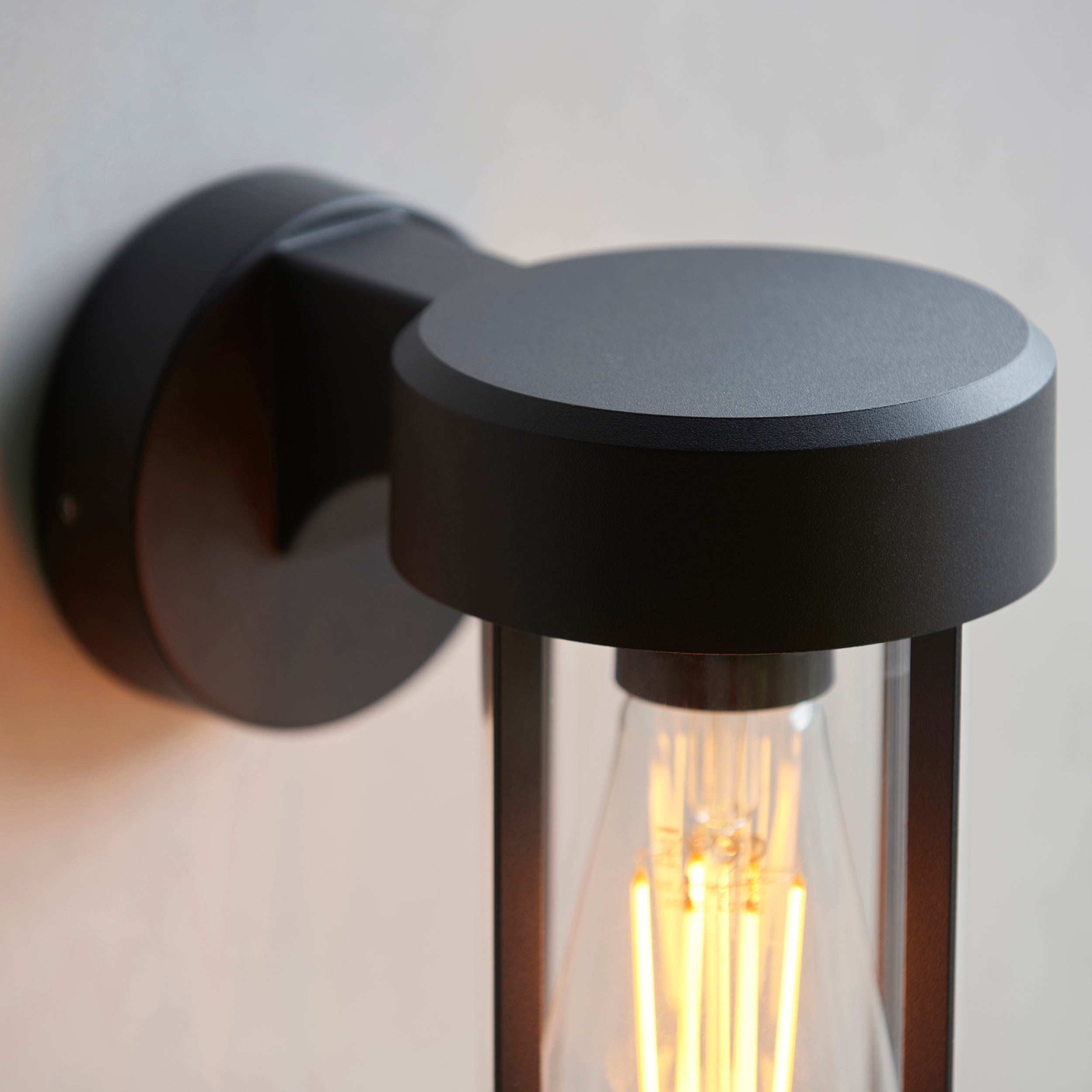 Endon Lucca Wall Light - Textured Black & Clear Glass