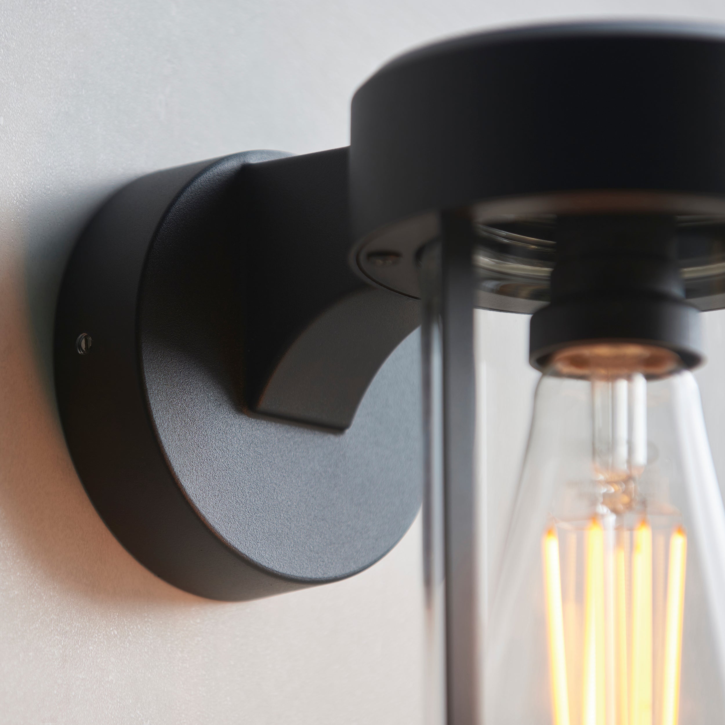 Endon Lucca Wall Light - Textured Black & Clear Glass