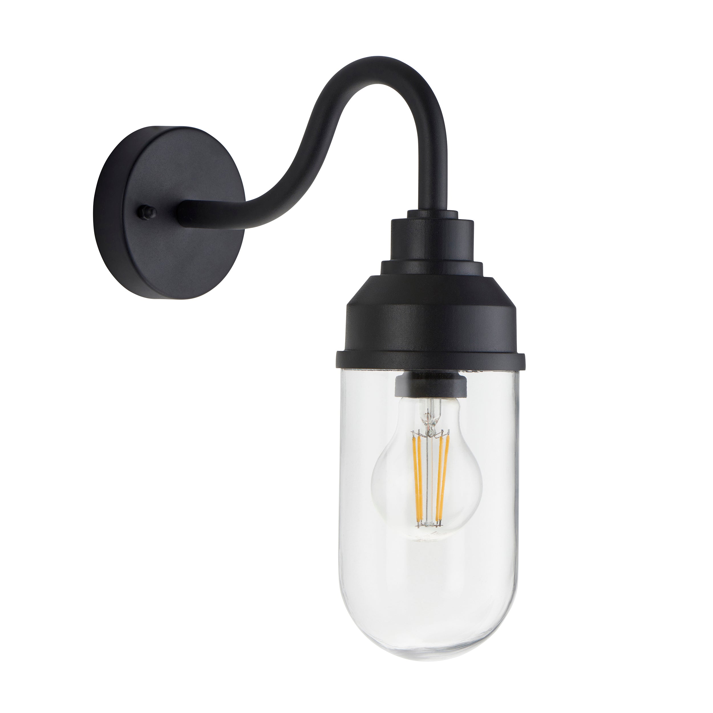 Endon Truro Wall Light - Textured Black & Clear Glass