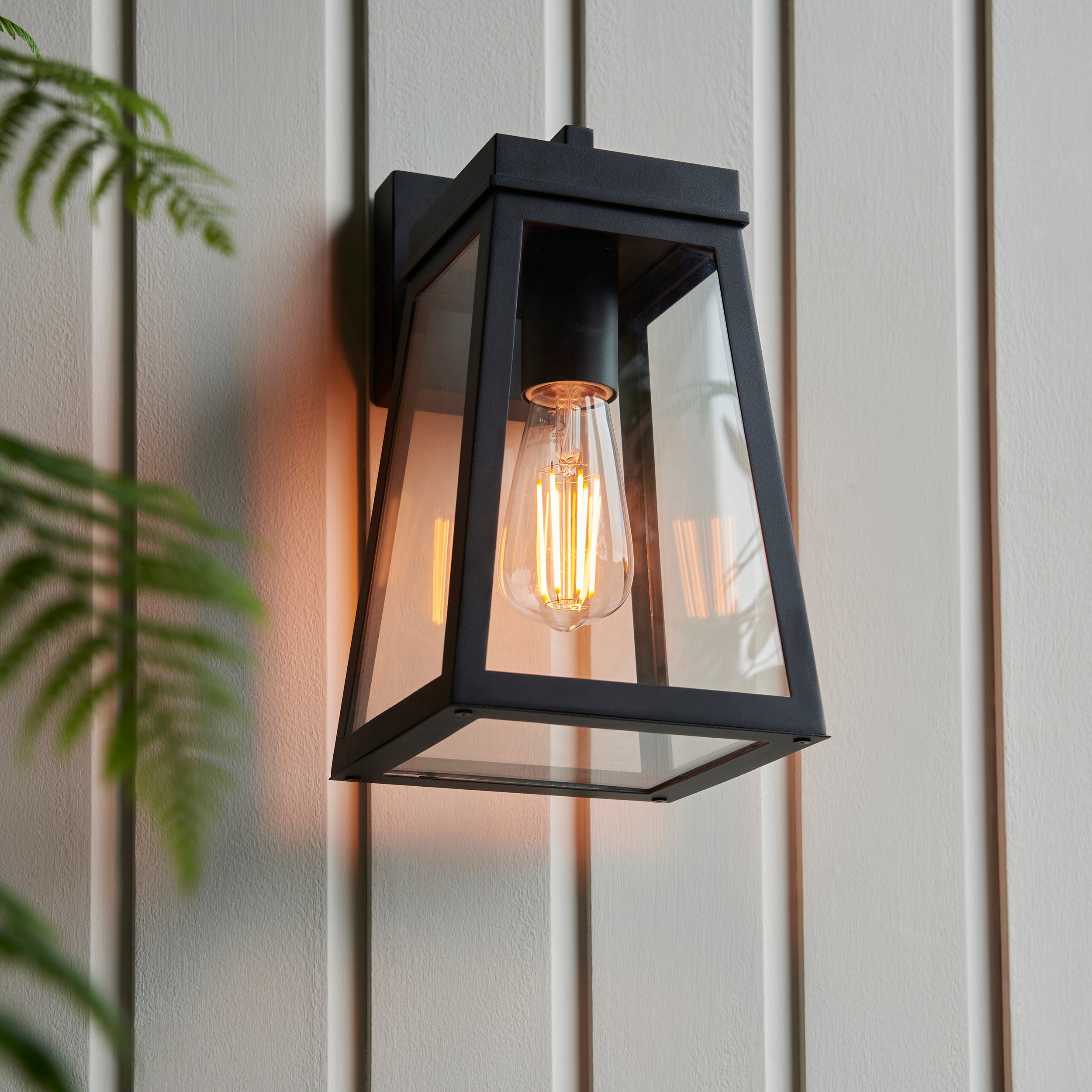 Endon Lymington Wall Light - Textured Black & Clear Glass