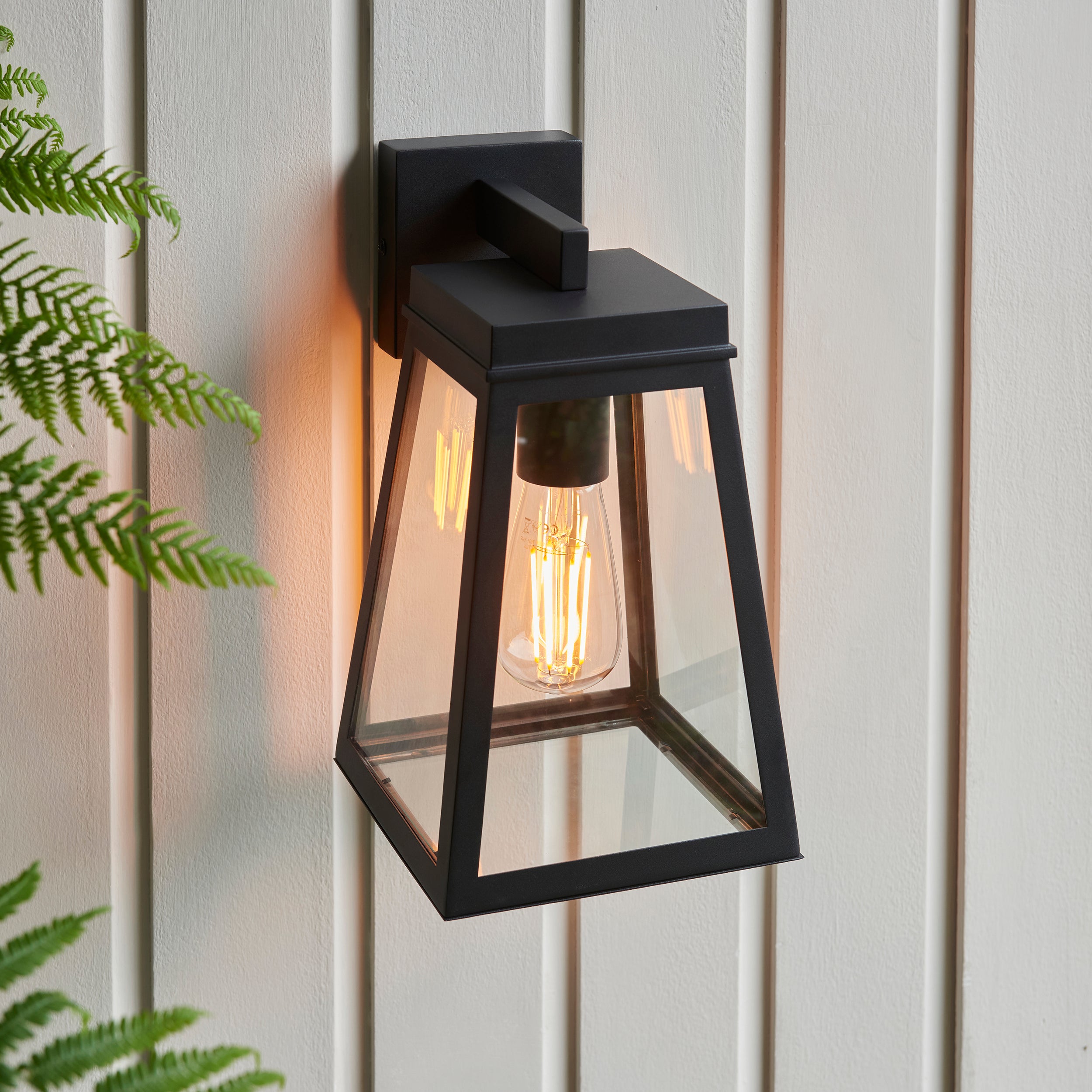 Endon Lymington Wall Light - Textured Black & Clear Glass
