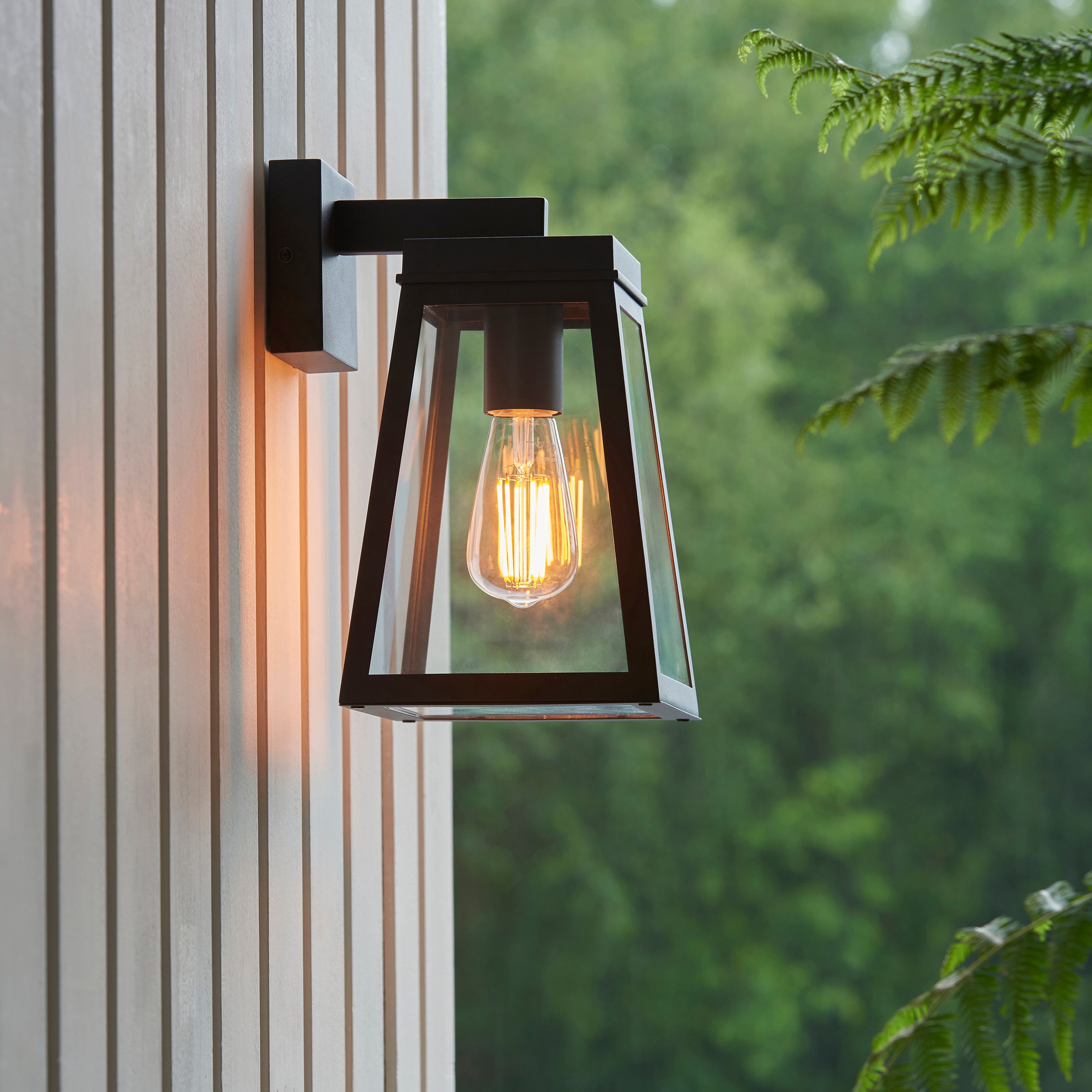 Endon Lymington Wall Light - Textured Black & Clear Glass