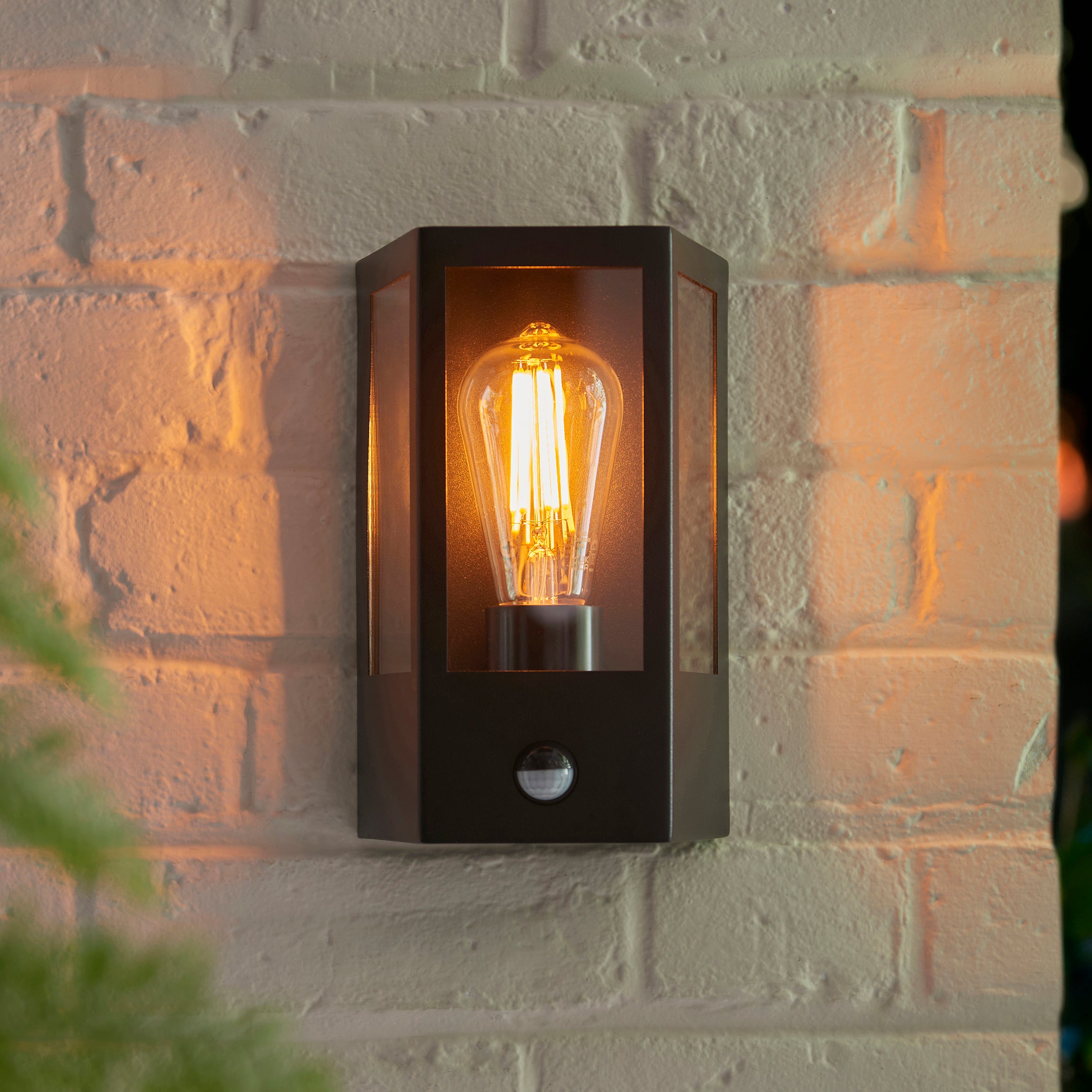 Endon Huntington Pir Wall Light - Matt Black & Clear Glass