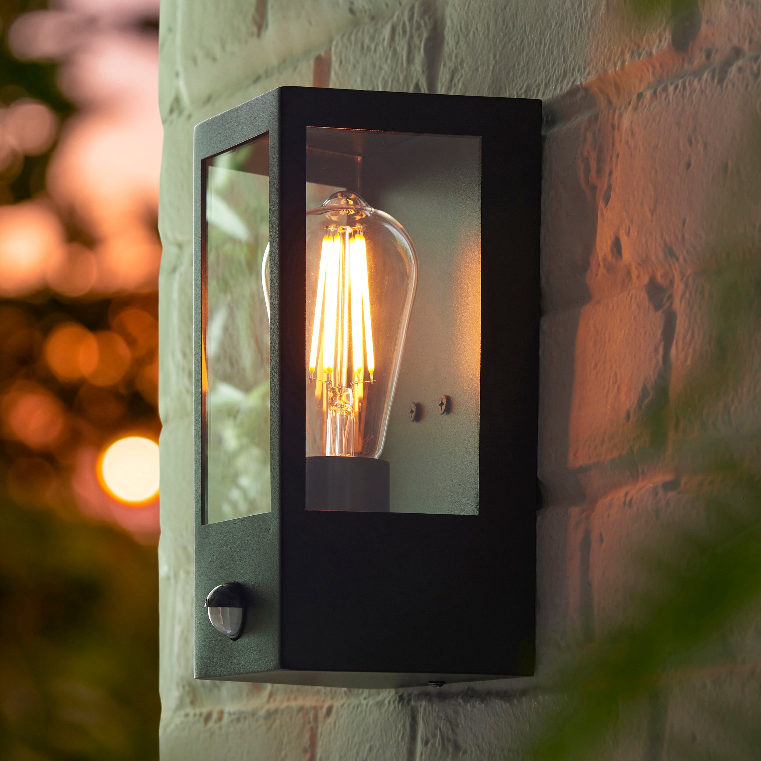 Endon Huntington Pir Wall Light - Matt Black & Clear Glass