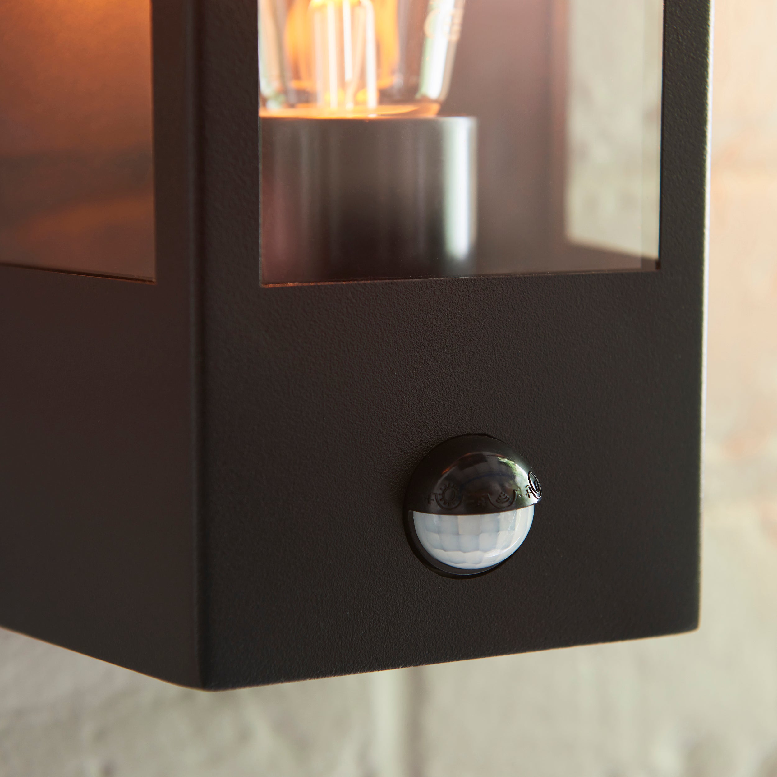 Endon Huntington Pir Wall Light - Matt Black & Clear Glass