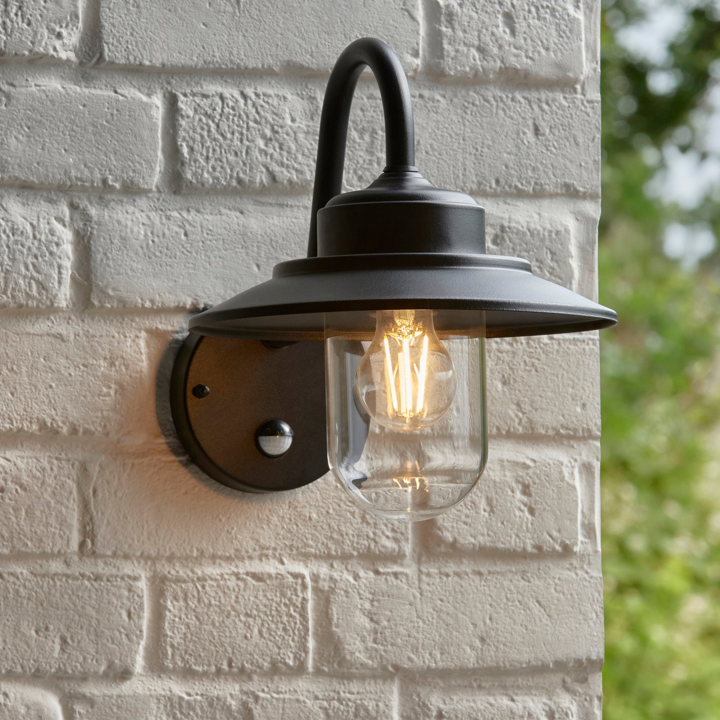 Endon Thornton Pir Wall Light - Matt Black & Clear Glass