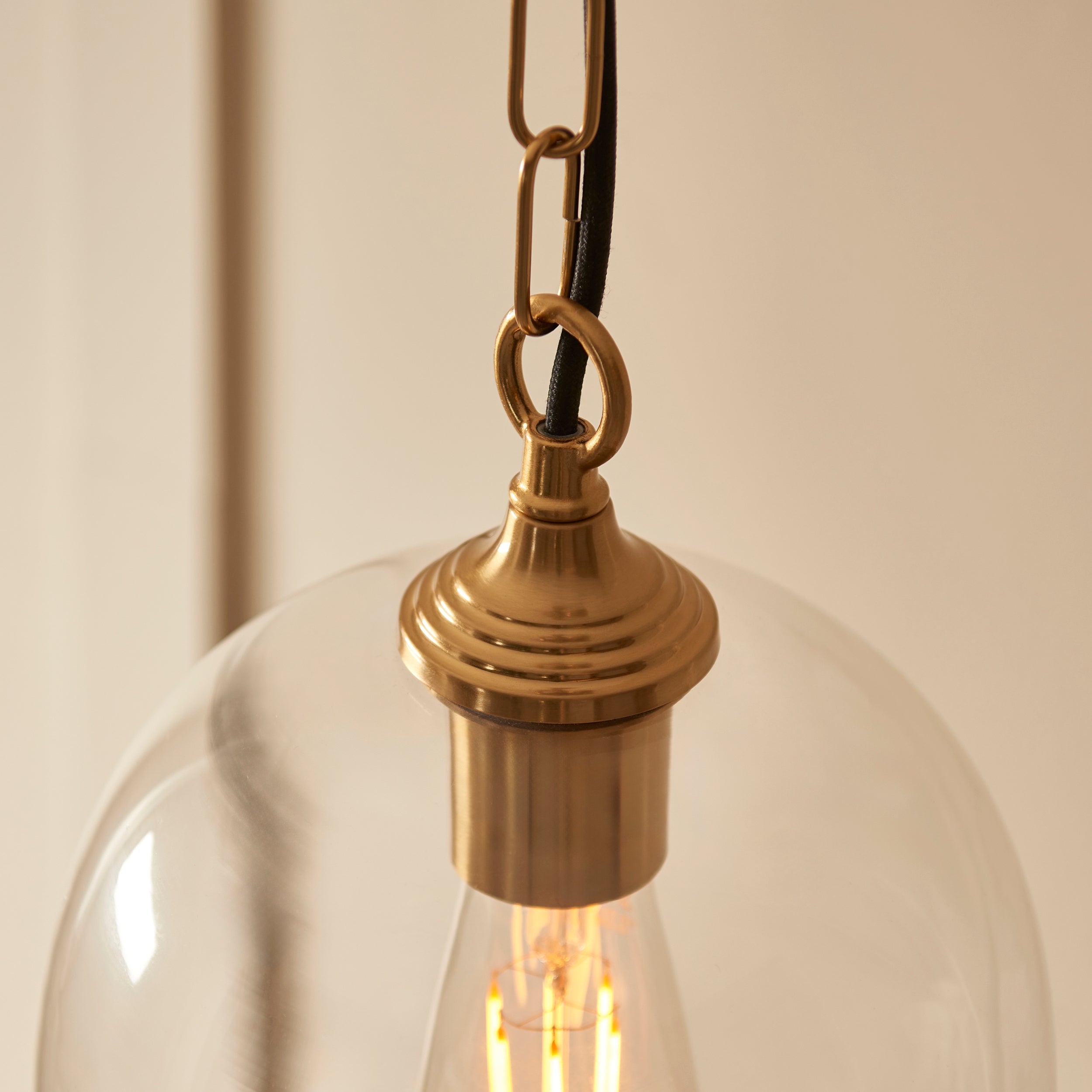 Endon Ashcroft Pendant - Brushed Aged Brass Plate & Clear Glass