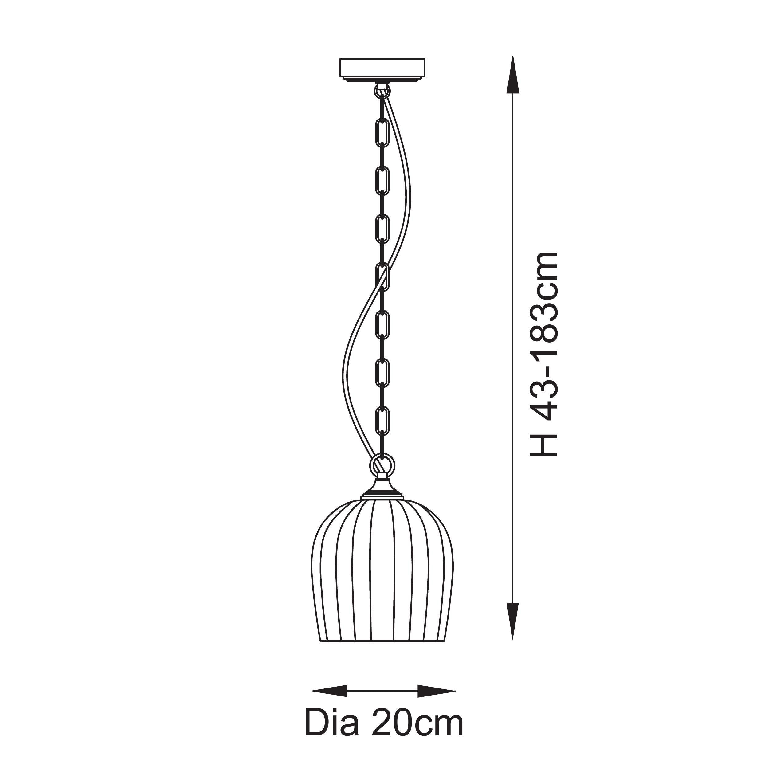 Endon Ashcroft Ribbed Pendant - Brushed Aged Brass Plate & Clear Ribbed Glass