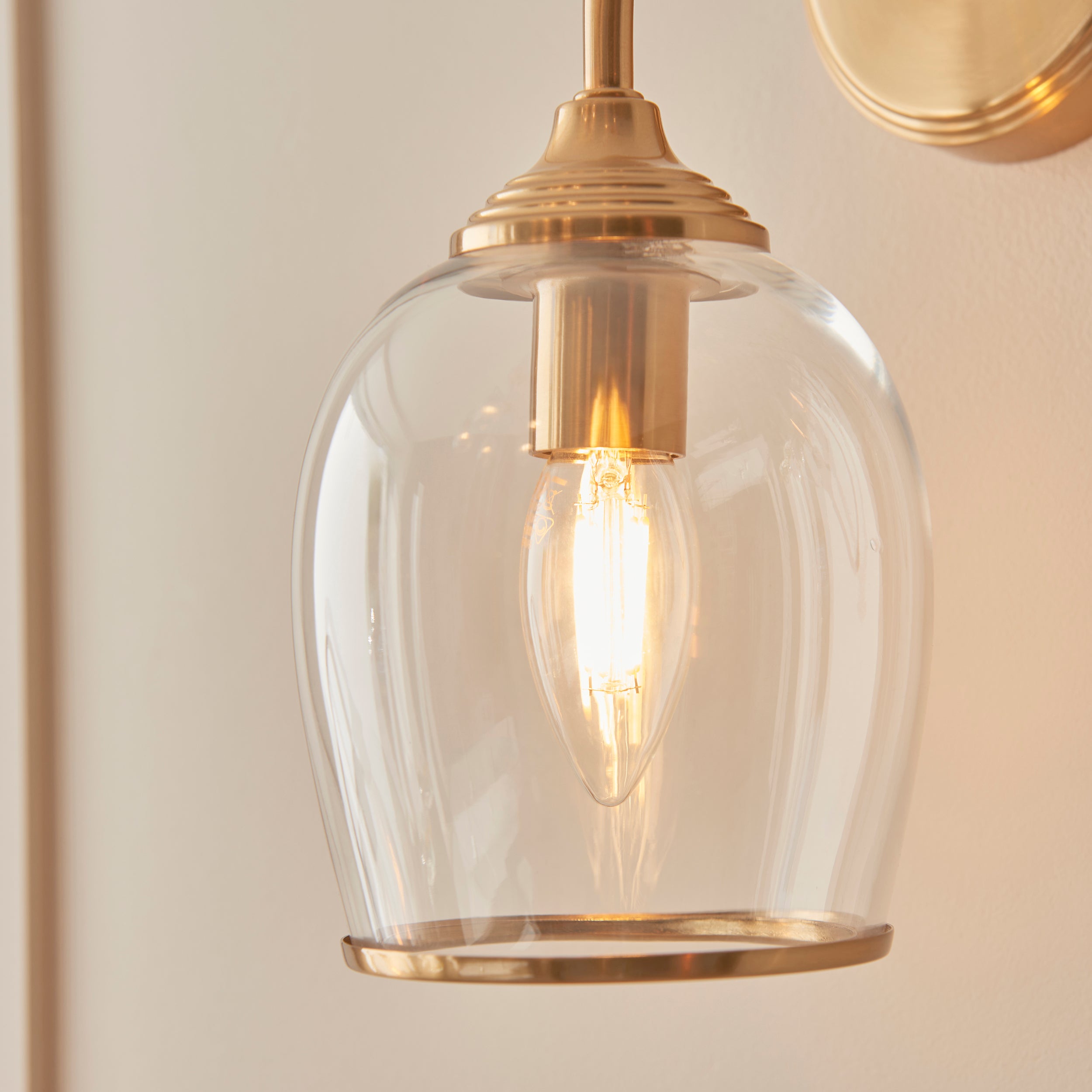 Endon Ashcroft Wall Light - Brushed Aged Brass Plate & Clear Glass