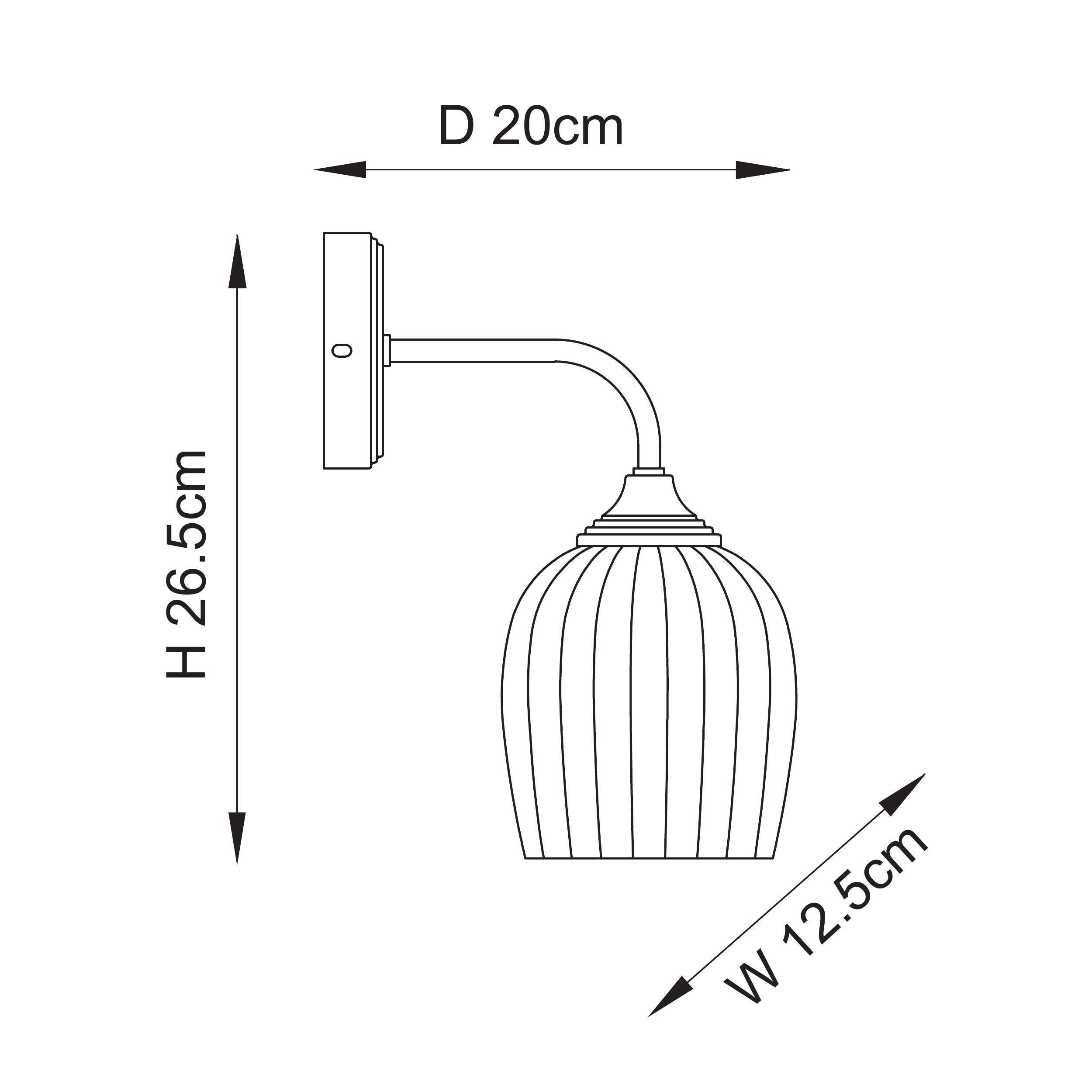 Endon Ashcroft Ribbed Wall Light - Brushed Aged Brass Plate & Clear Ribbed Glass