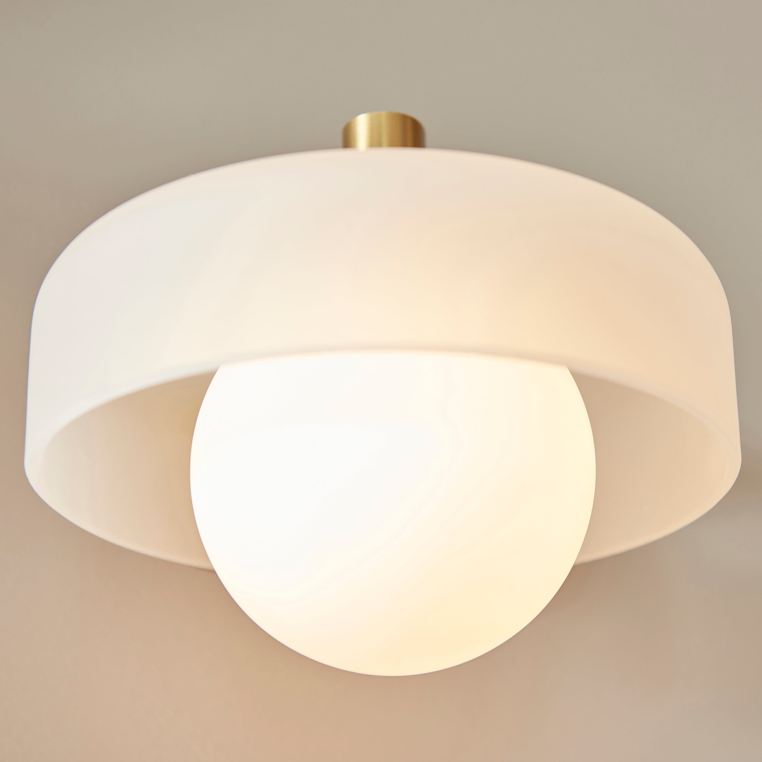 Endon Boss Wall Light - Brushed Aged Brass Plate With Frosted & Opal Glass