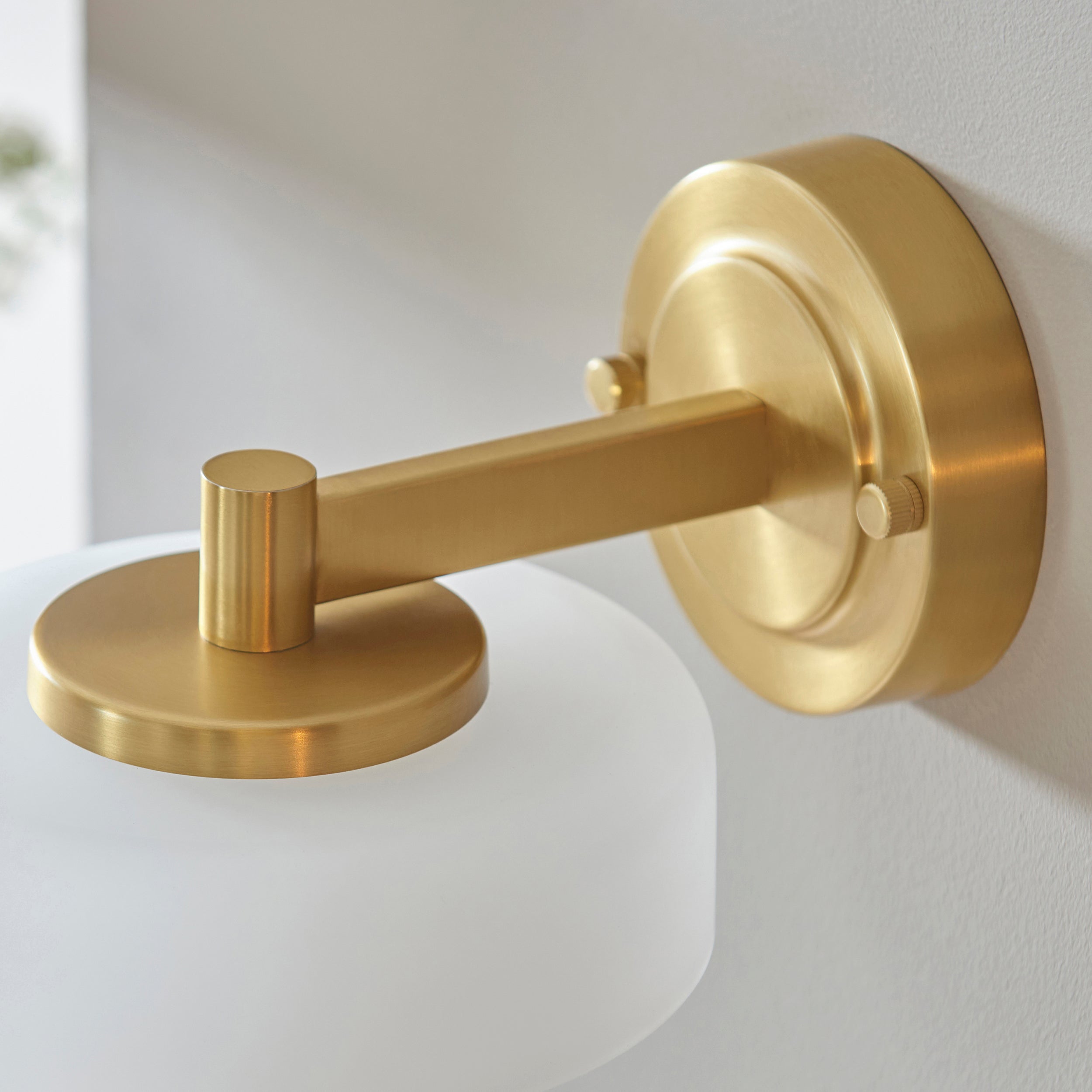 Endon Boss Wall Light - Brushed Aged Brass Plate With Frosted & Opal Glass