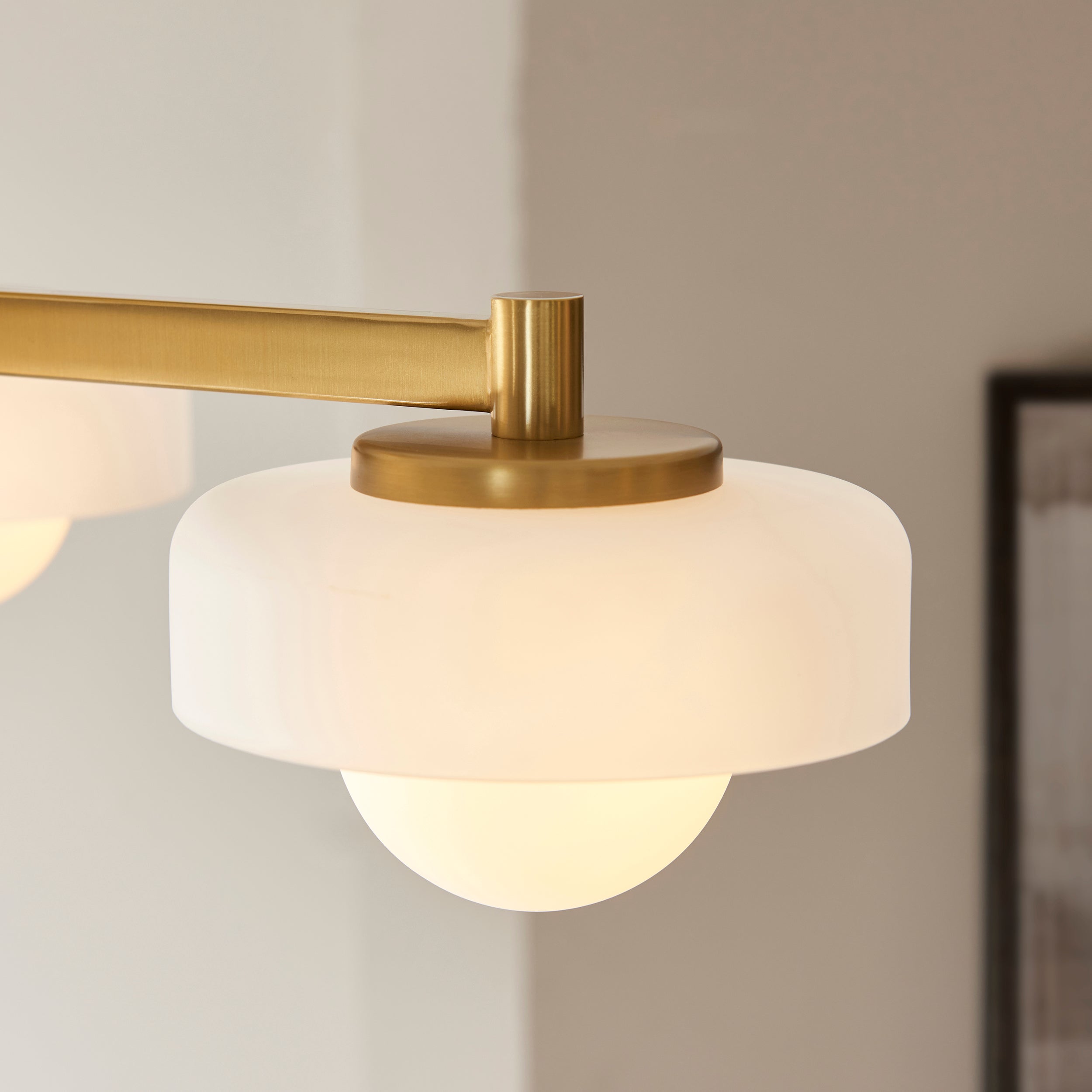 Endon Boss 3 Light Semi Flush Ceiling Light - Brushed Aged Brass Plate With Frosted & Opal Glass