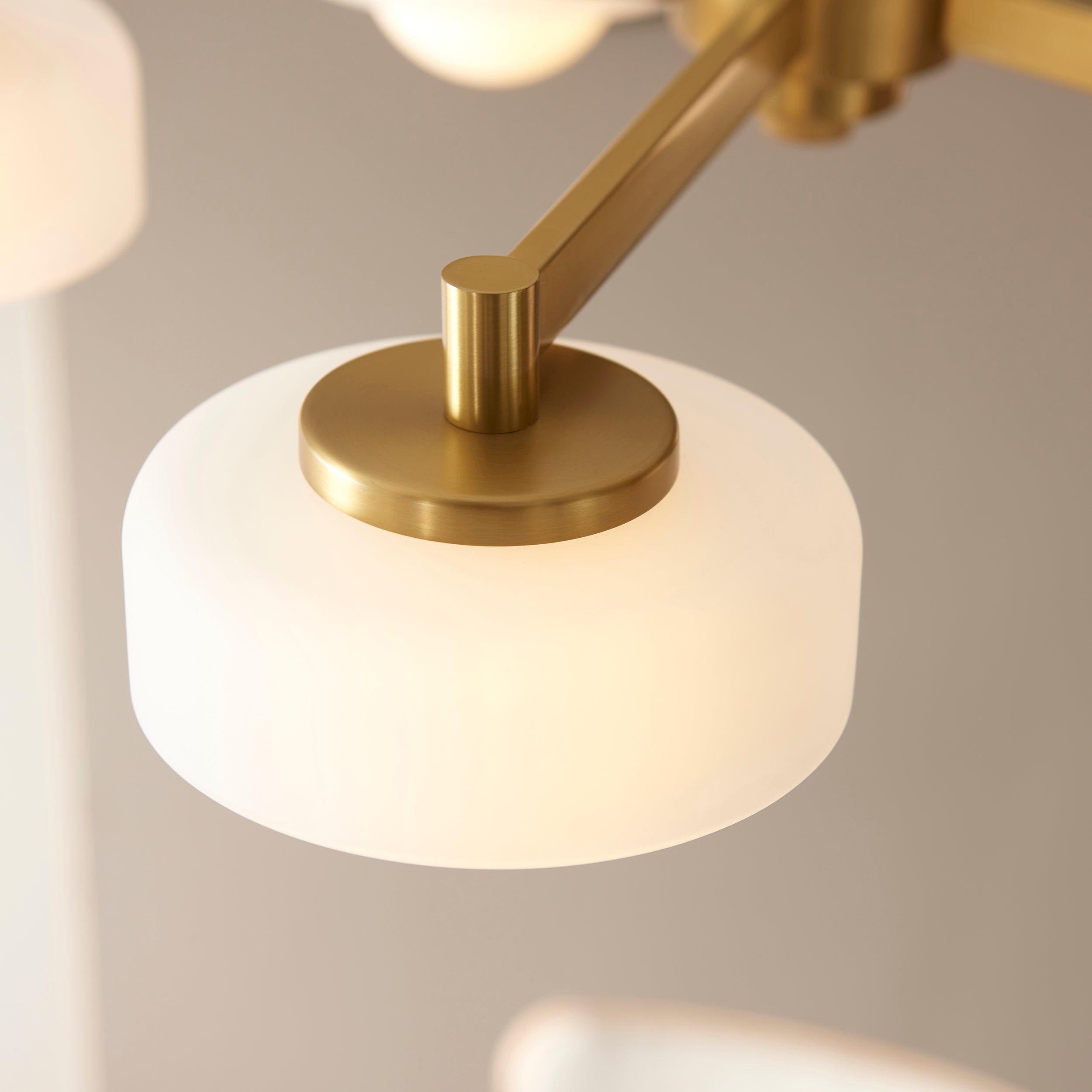 Endon Boss 5 Light Pendant - Brushed Aged Brass Plate With Frosted & Opal Glass