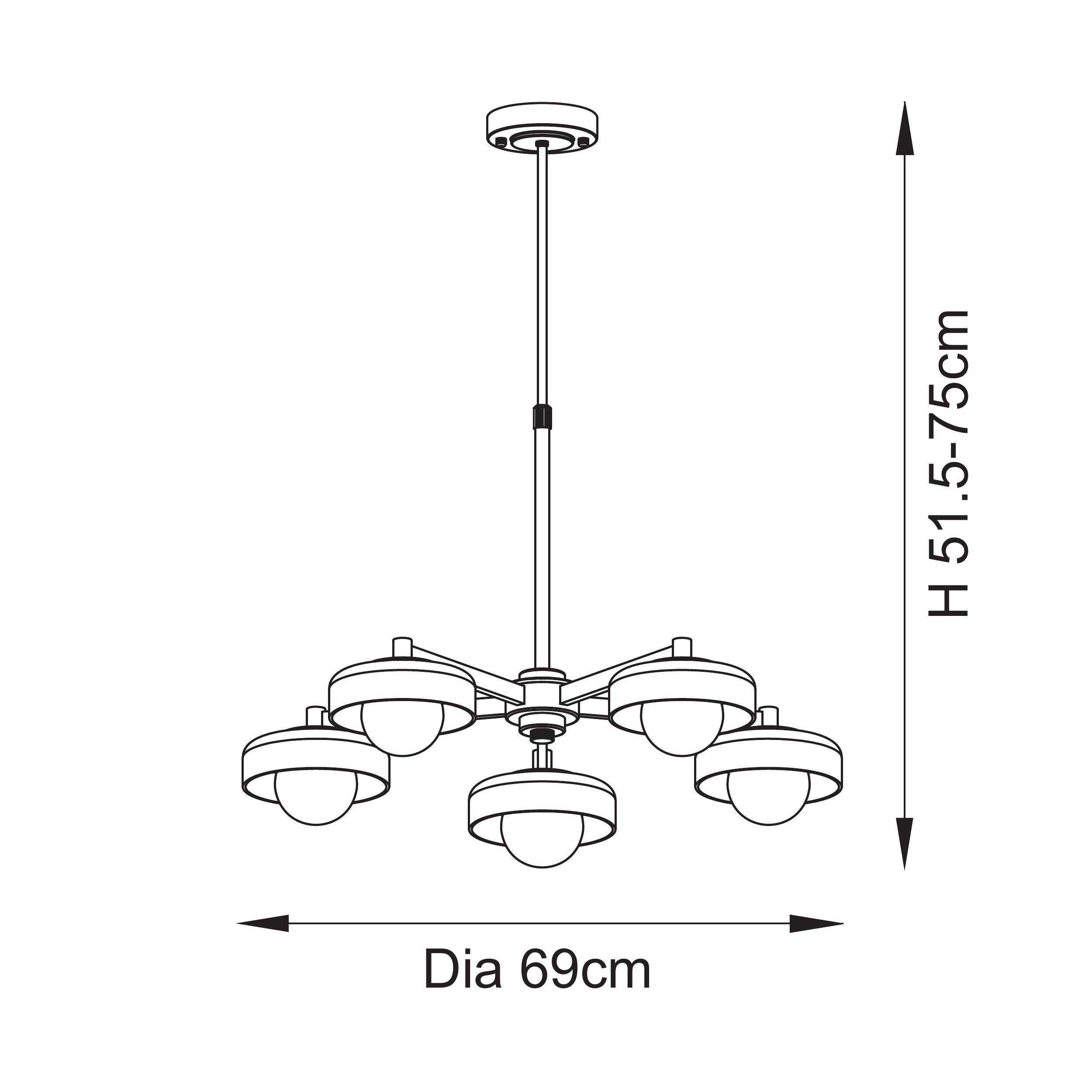Endon Boss 5 Light Pendant - Brushed Aged Brass Plate With Frosted & Opal Glass