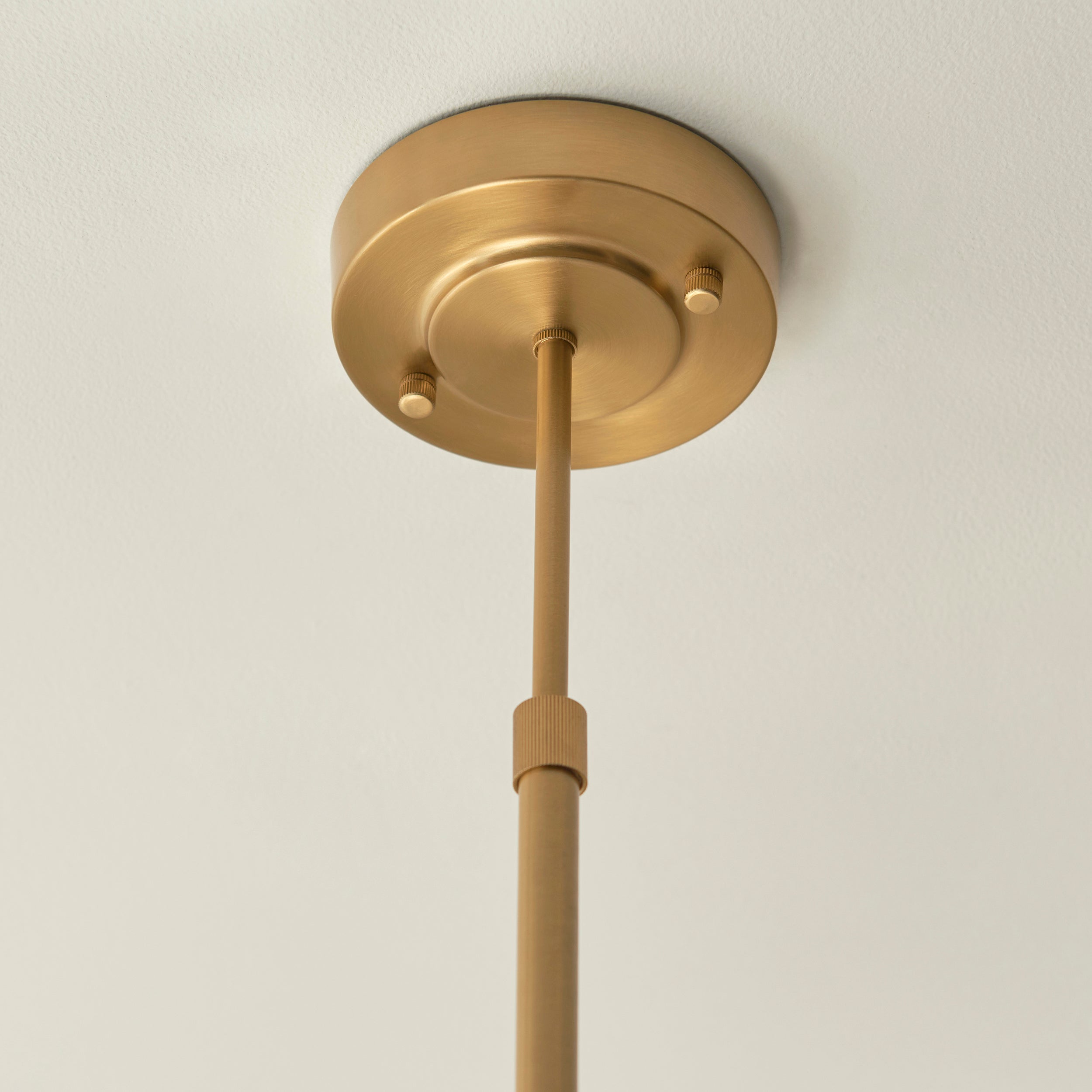 Endon Stamford 5 Light Pendant - Brushed Aged Brass Plate & Clear Ribbed Glass