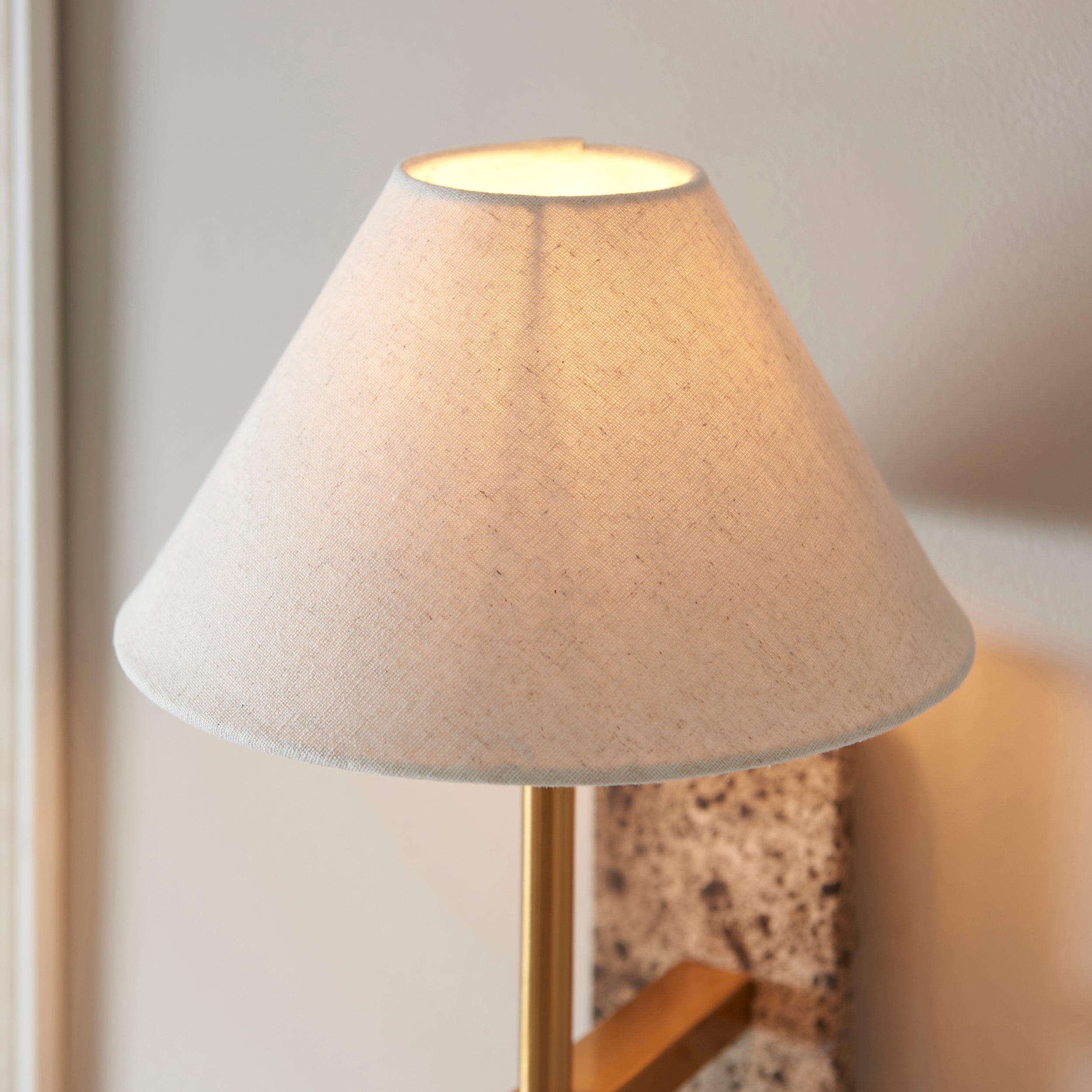 Endon Faro Wall Light - Dark Brown Emperador Marble & Vintage Brass With Natural Linen